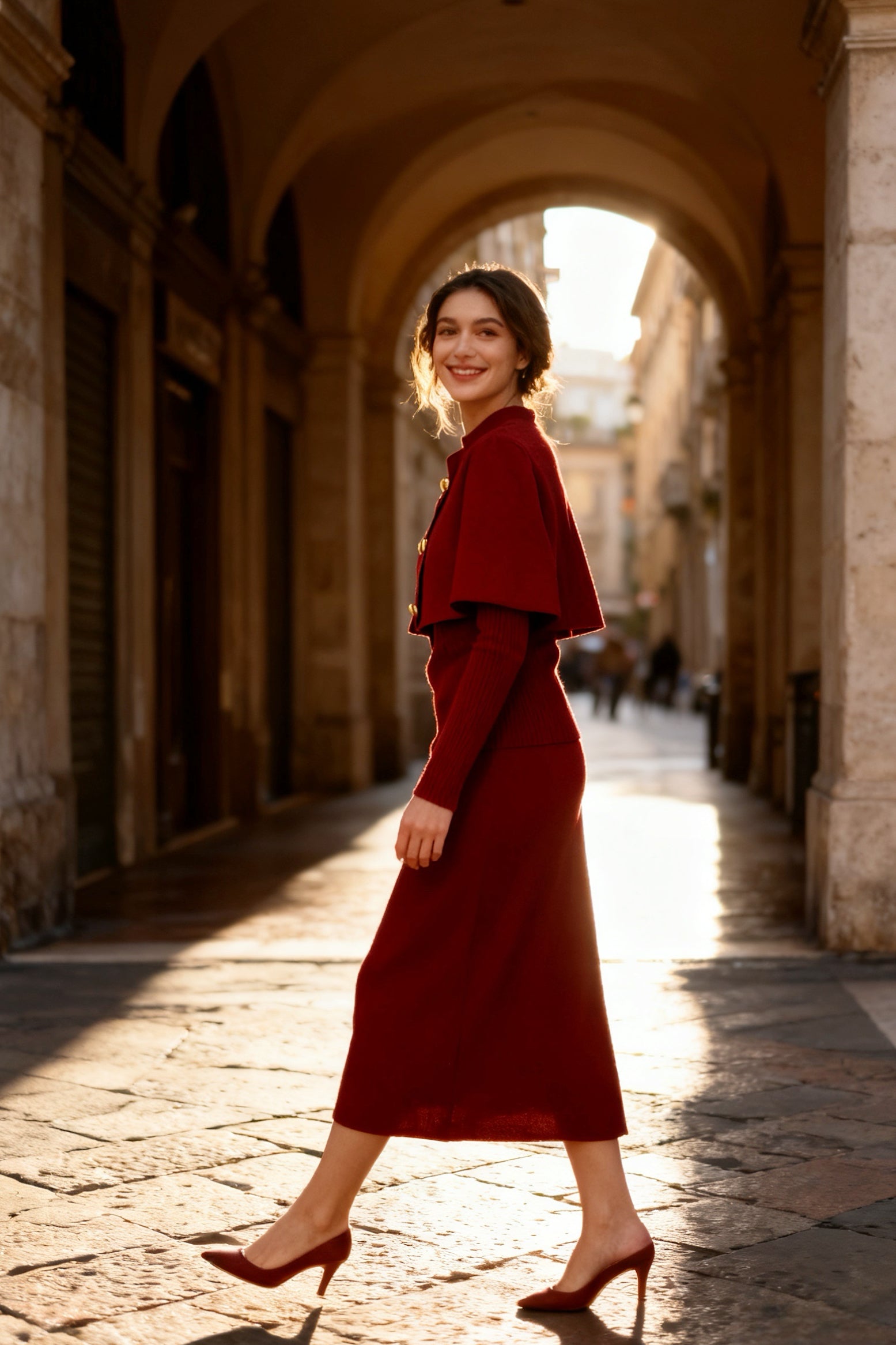 Q25 Three-Piece Sweater Cape Outfit