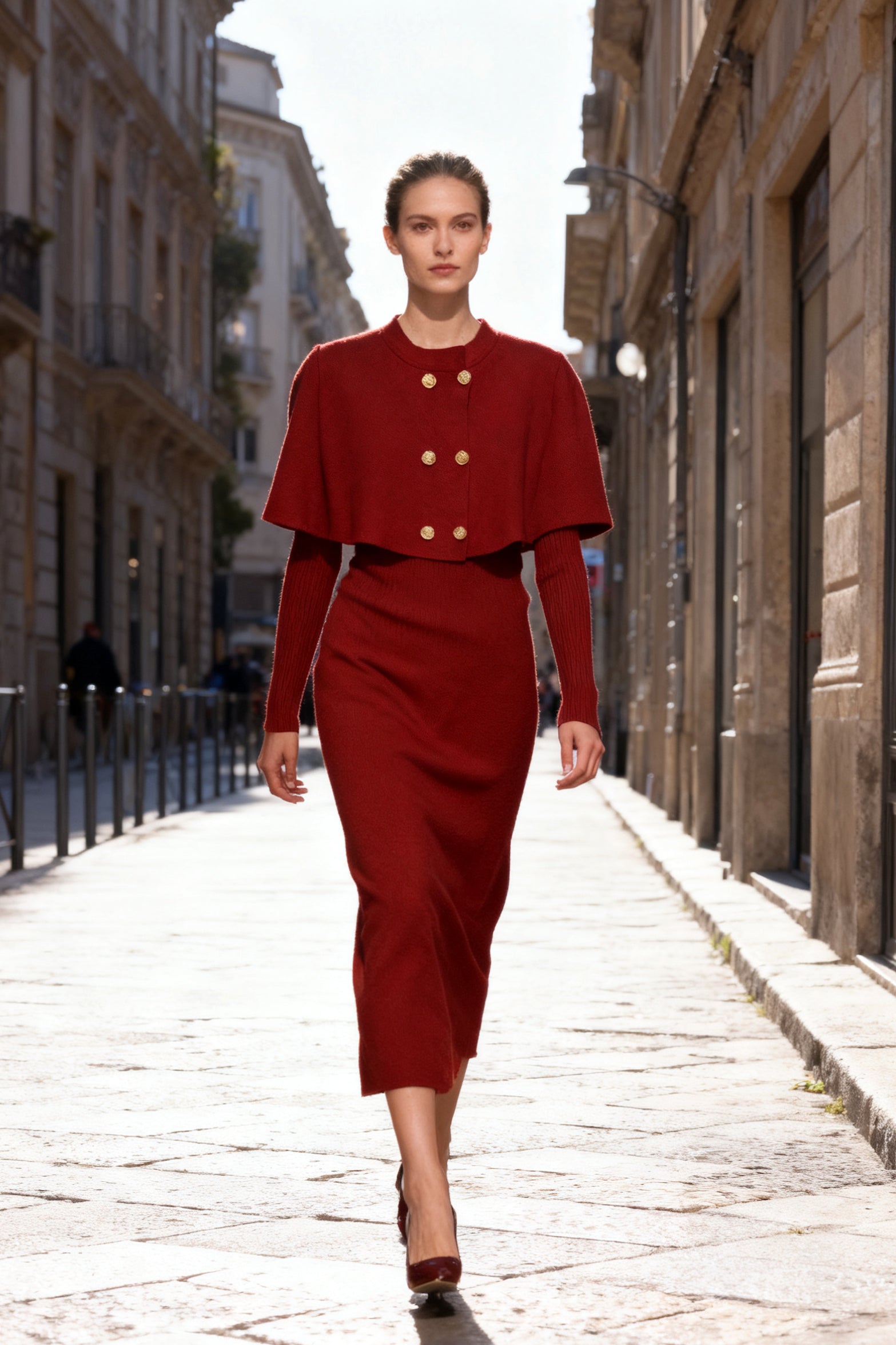 Q25 Three-Piece Sweater Cape Outfit