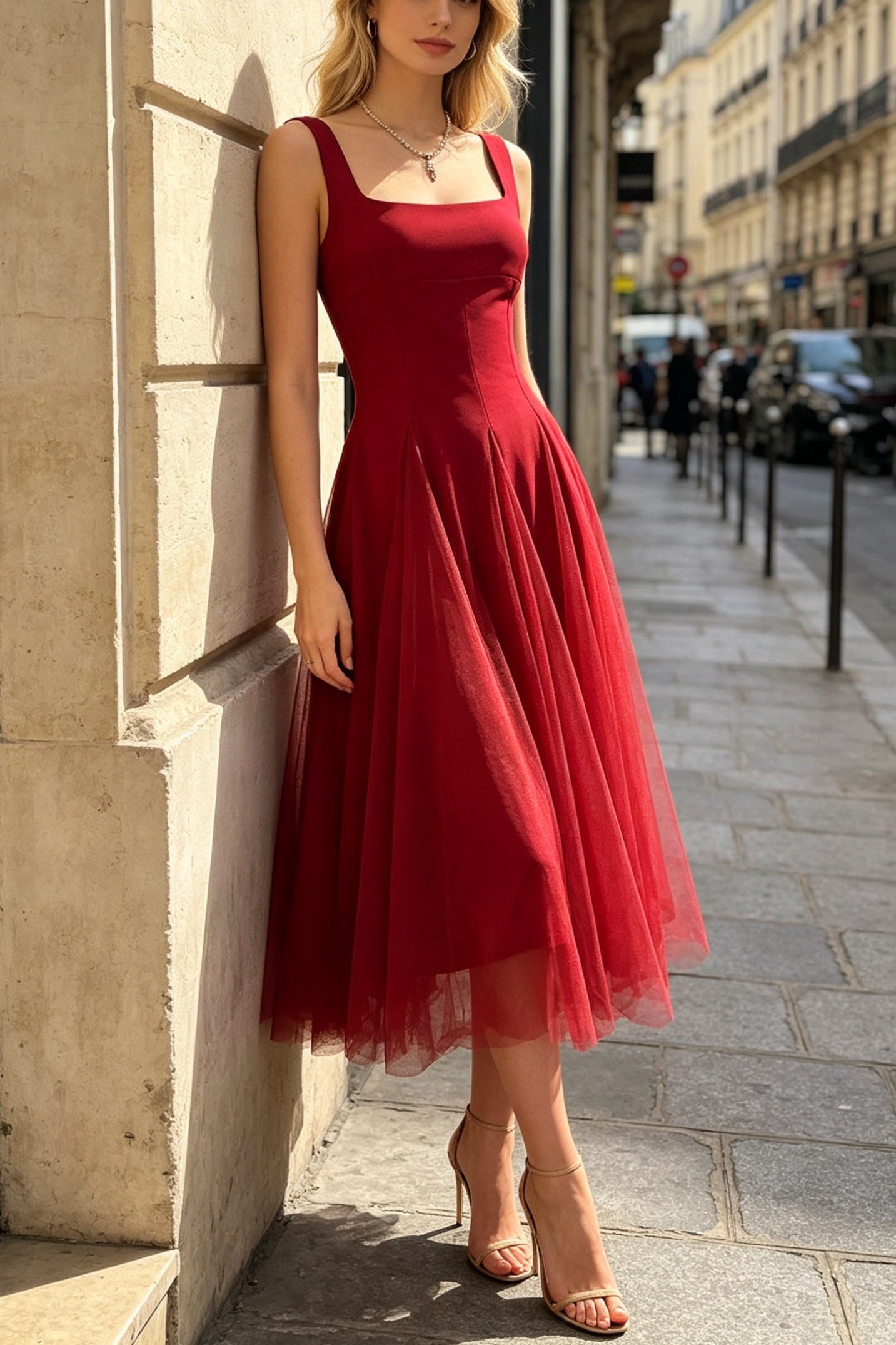 Q25 Fit & Flare Mesh Dress