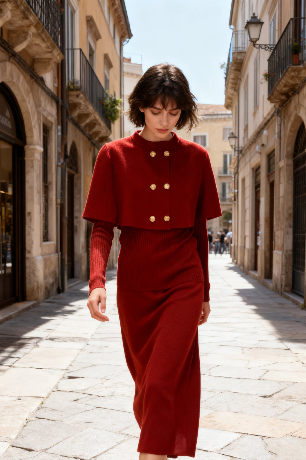 Q25 Three-Piece Sweater Cape Outfit