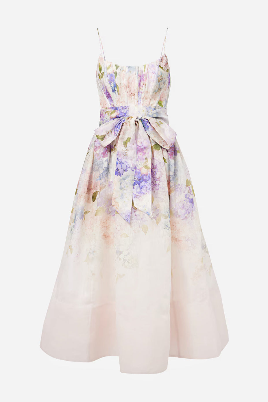 Q25 Floral Linen Corset Midi Dress