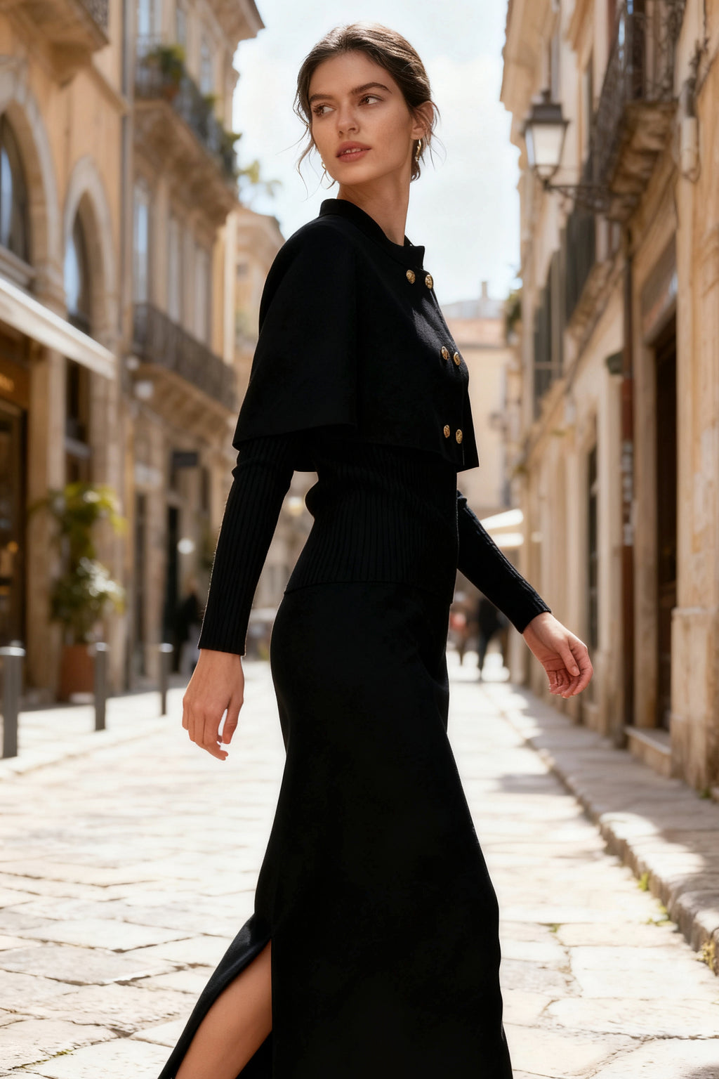 Q25 Three-Piece Sweater Cape Outfit