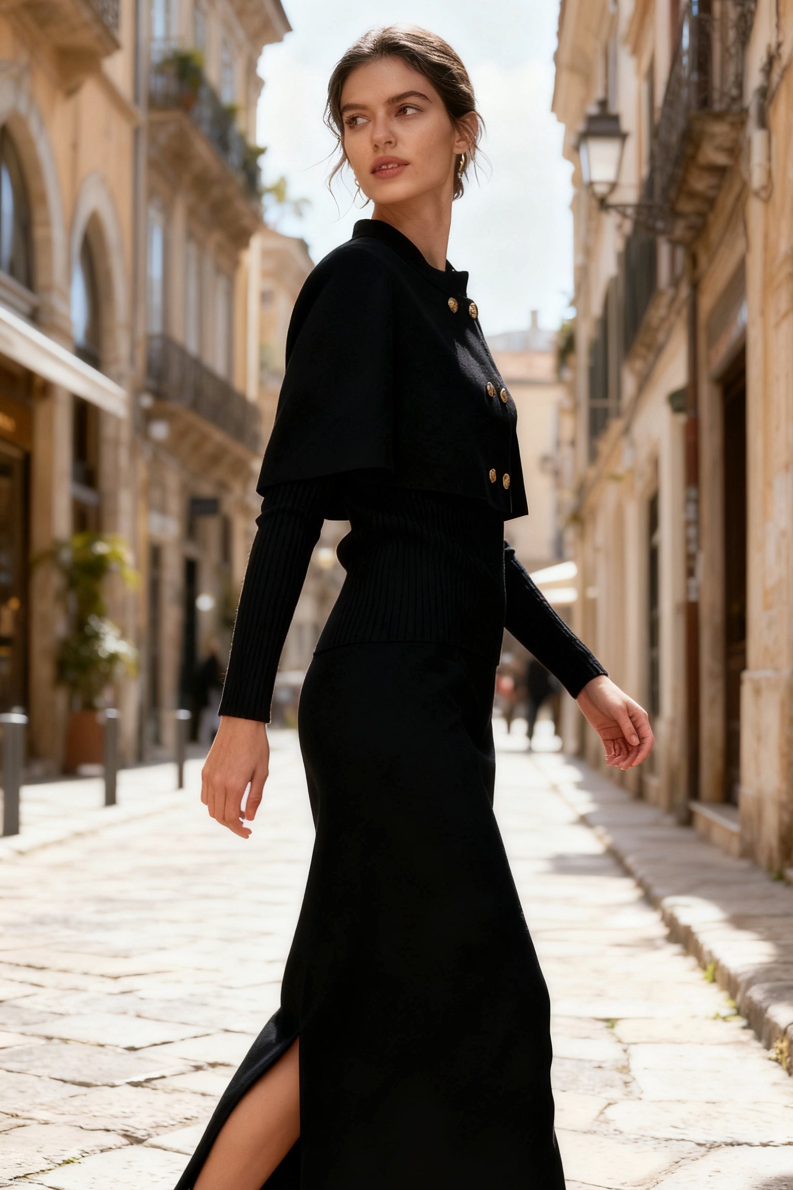 Q25 Three-Piece Sweater Cape Outfit