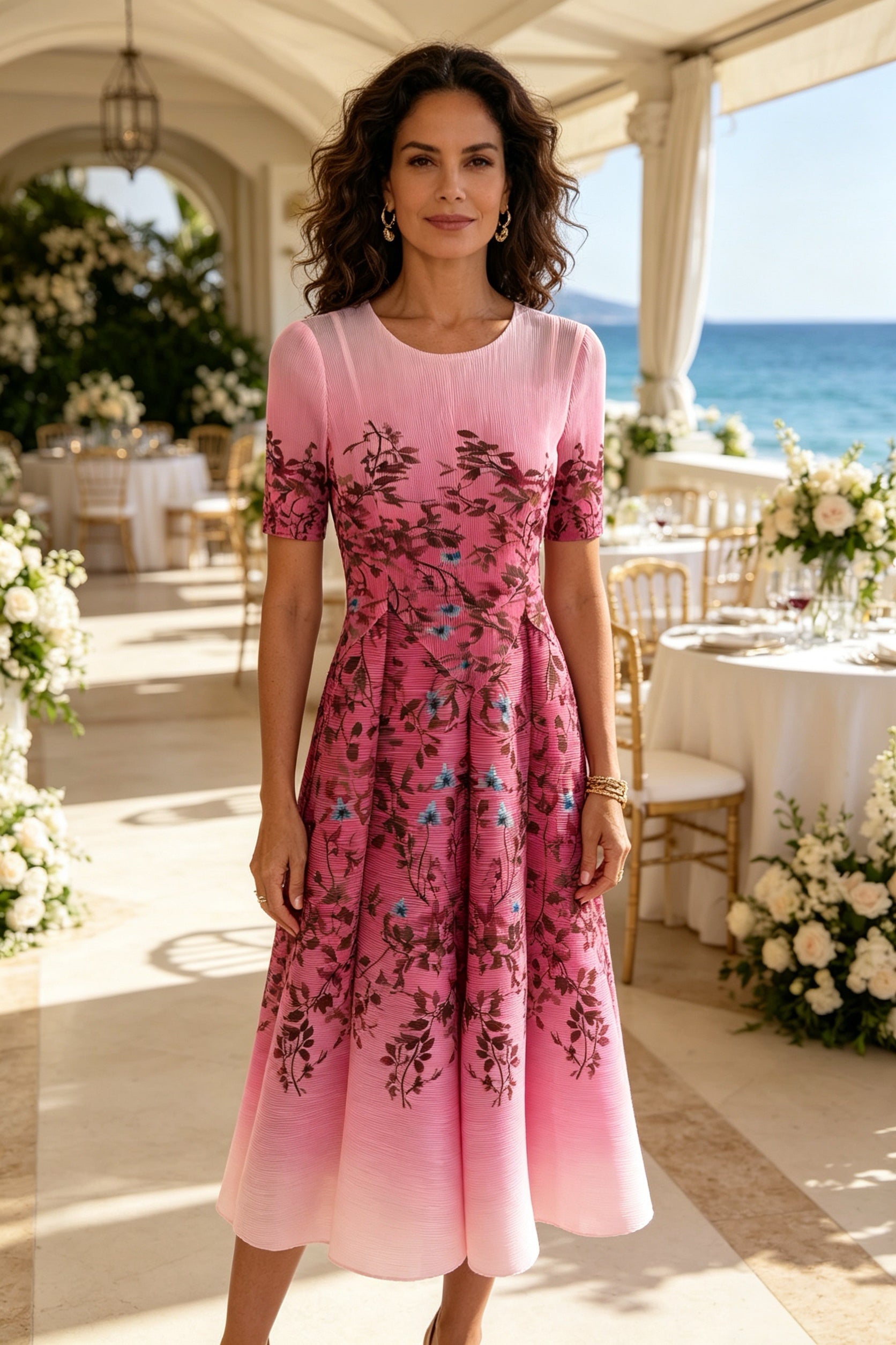 Q26 Floral Magic Dress with Half Sleeves