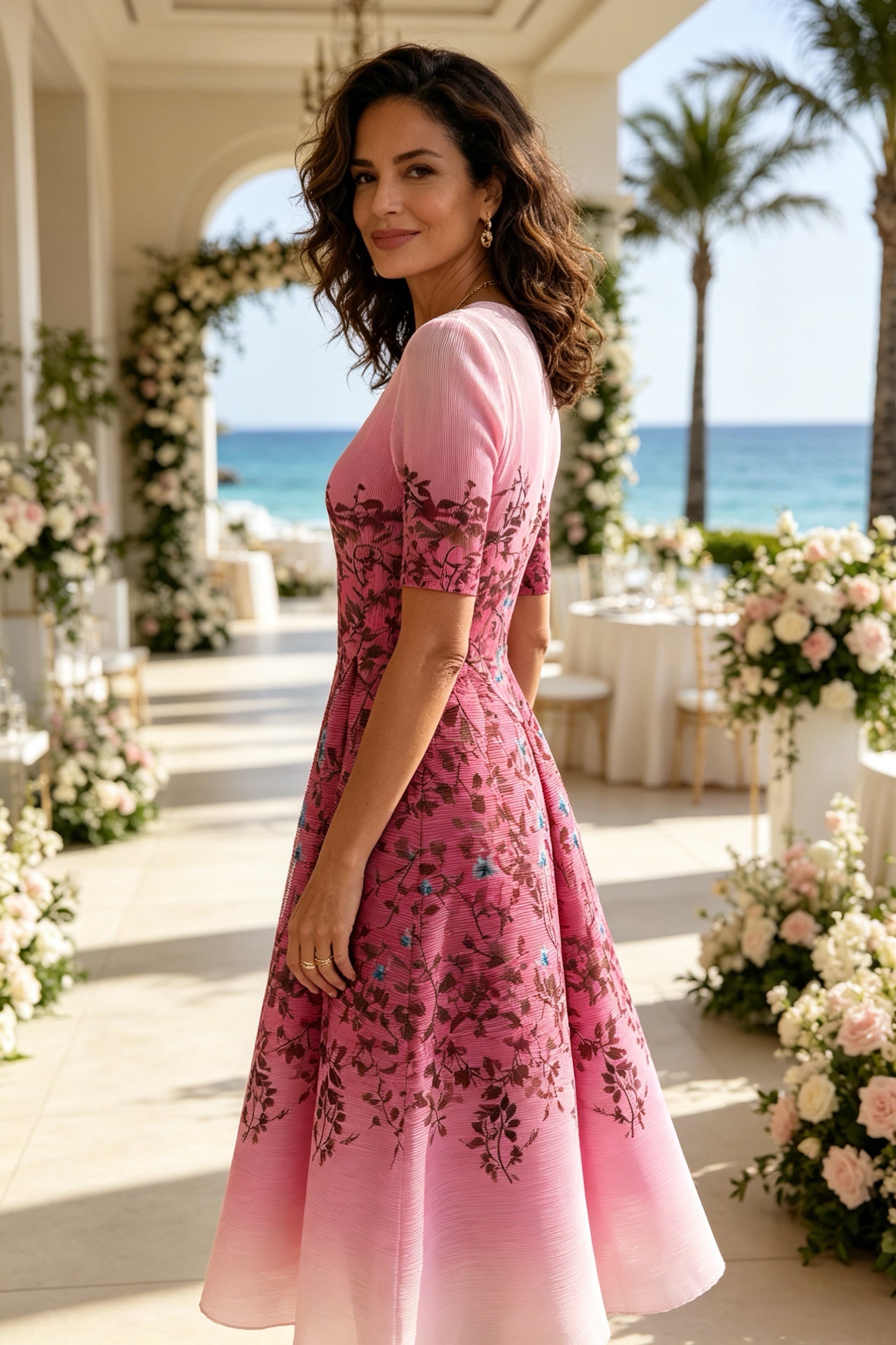 Q26 Floral Magic Dress with Half Sleeves – Queenia Fashion