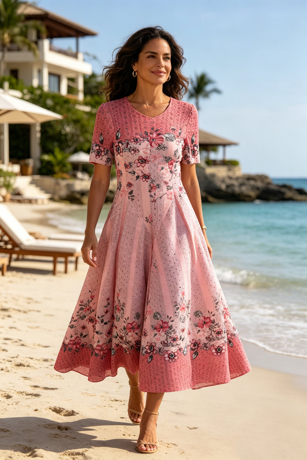 Q26 Two-Tone Floral Magic Dress
