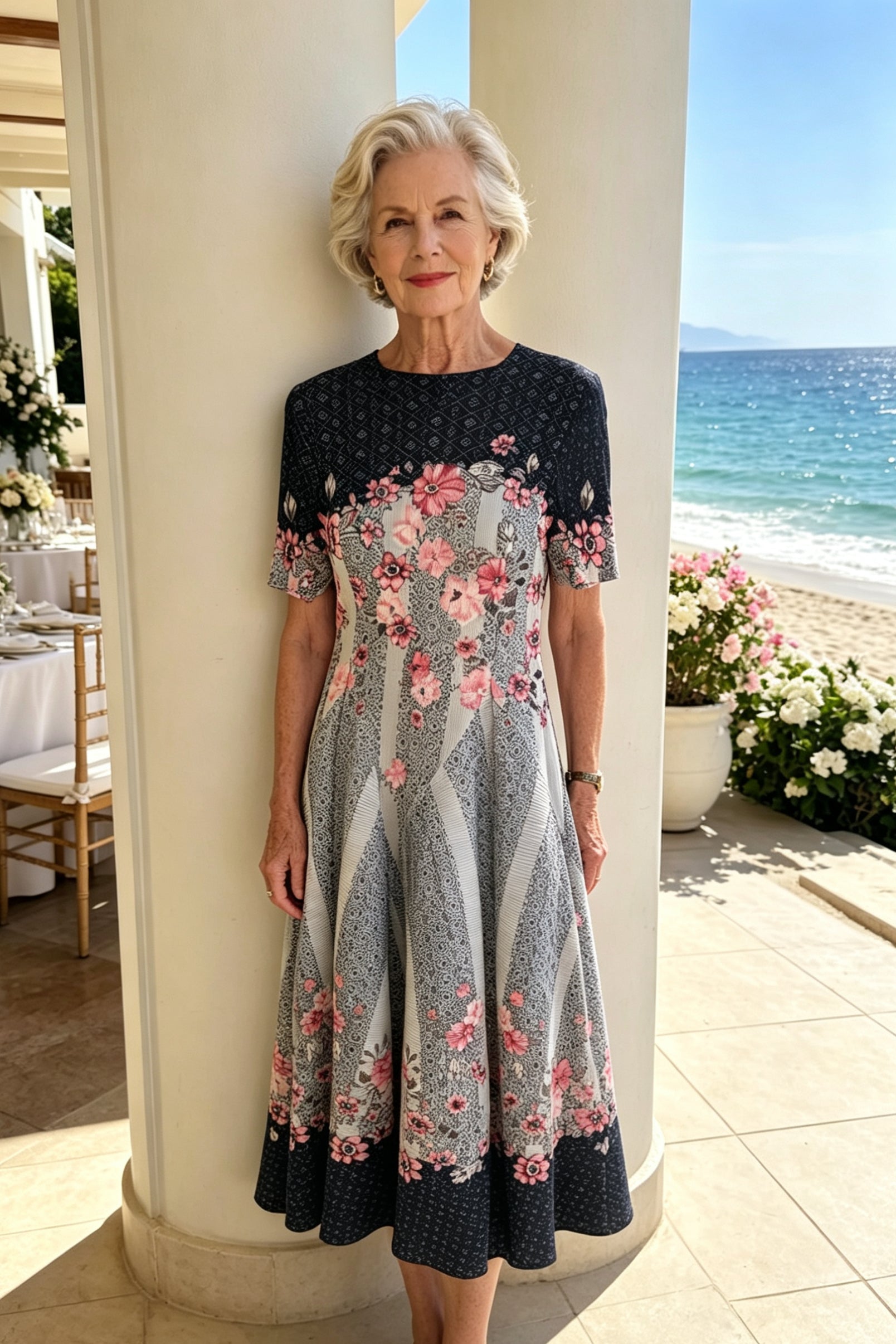 Q26 Two-Tone Floral Magic Dress