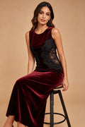 Q26 Velvet Lace-Inset Long Dress
