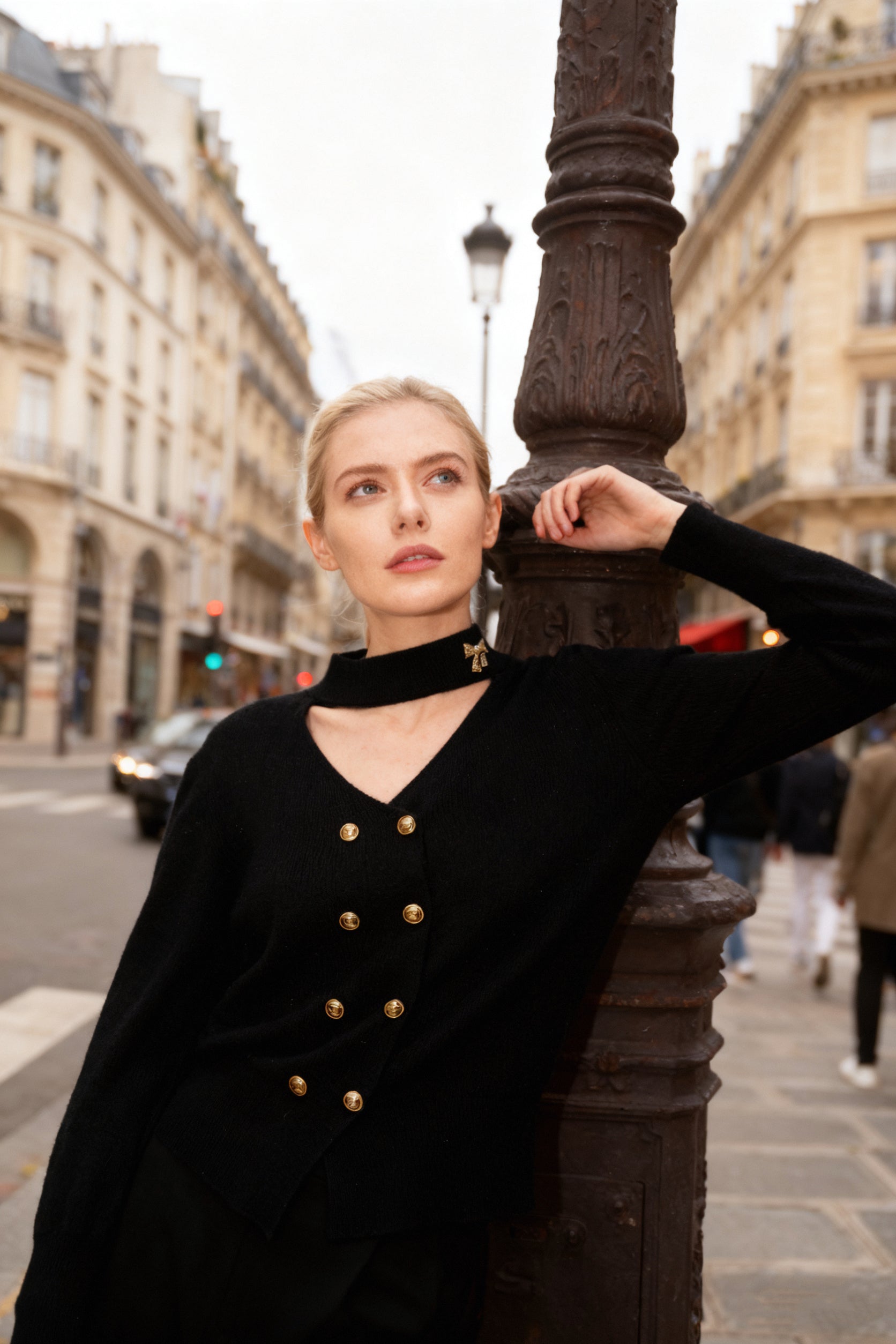 Q25 Shimmer Cutout Sweater Cardigan Top