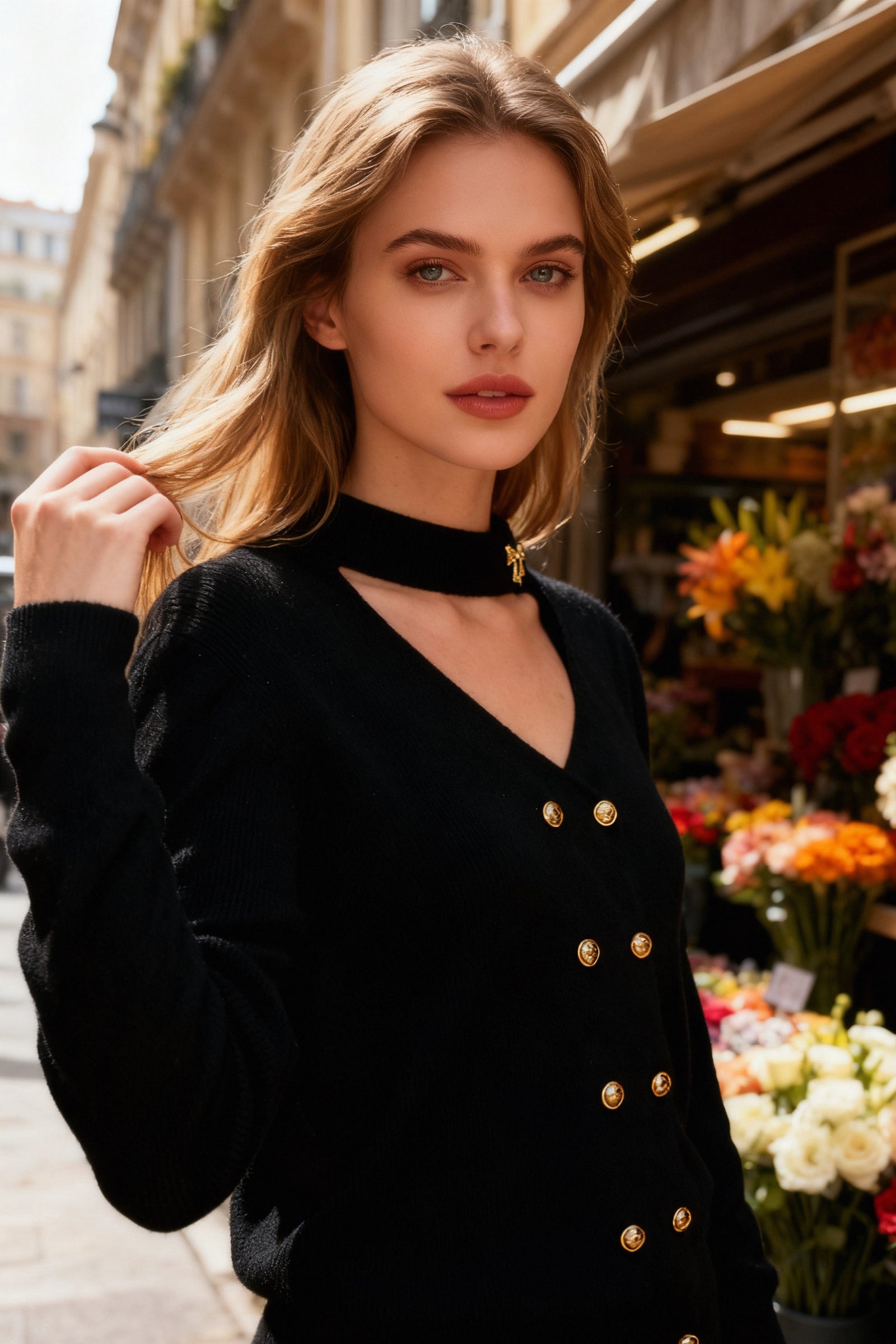 Q25 Shimmer Cutout Sweater Cardigan Top