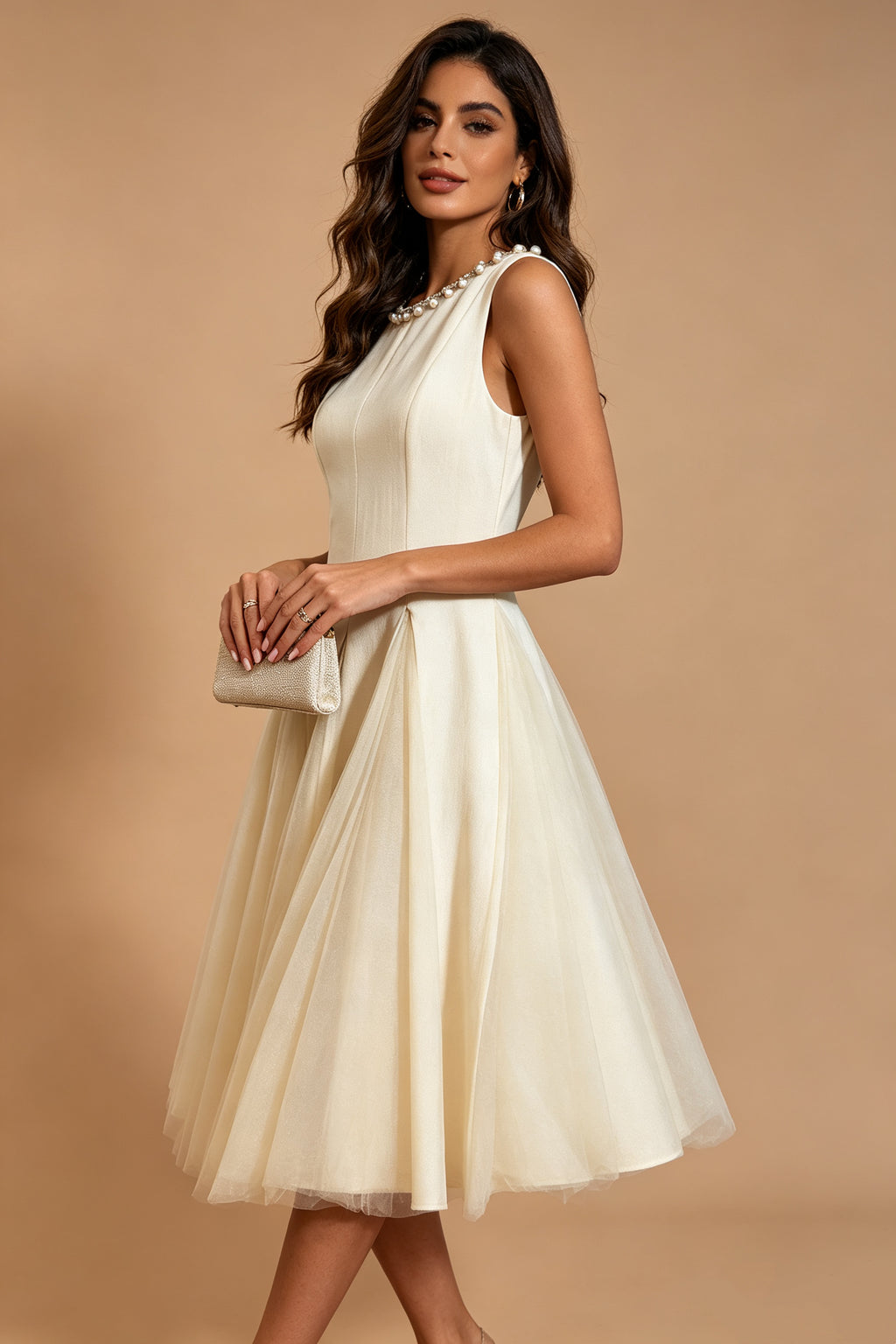 Q26 Pearl-Embellished Tulle Midi Dress