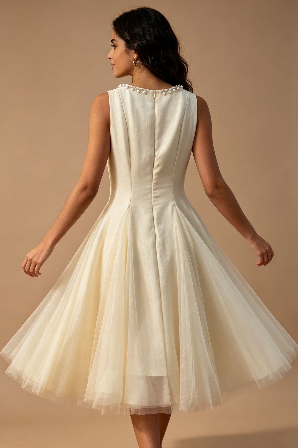 Q26 Pearl-Embellished Tulle Midi Dress