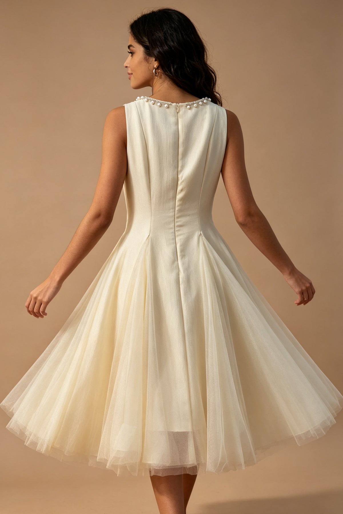 Q26 Pearl-Embellished Tulle Midi Dress