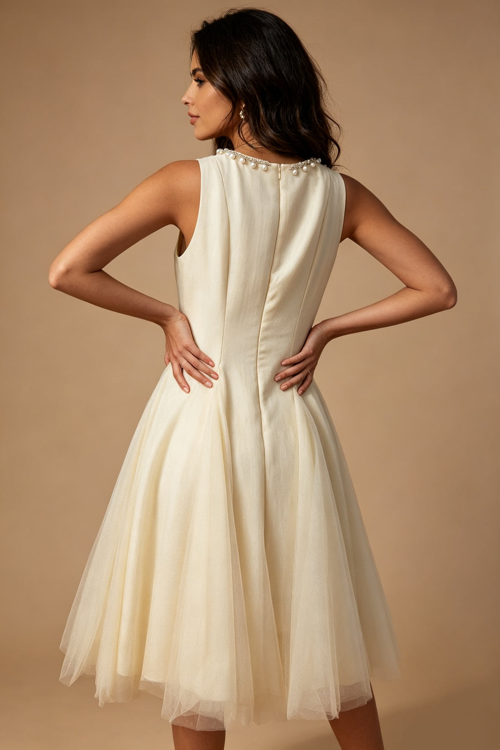 Q26 Pearl-Embellished Tulle Midi Dress