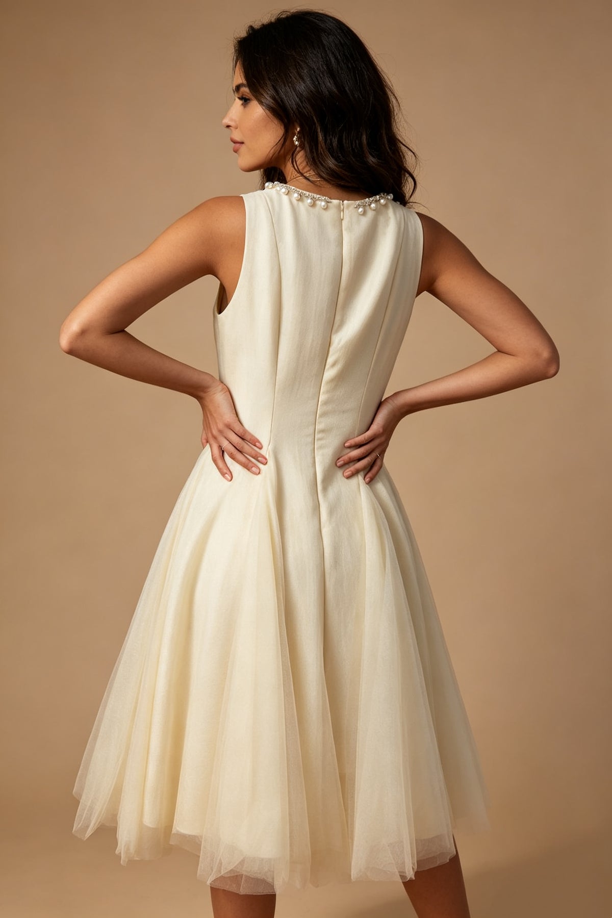 Q26 Pearl-Embellished Tulle Midi Dress