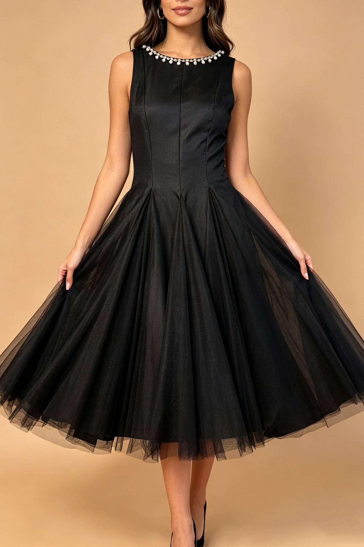 Q26 Pearl-Embellished Tulle Midi Dress