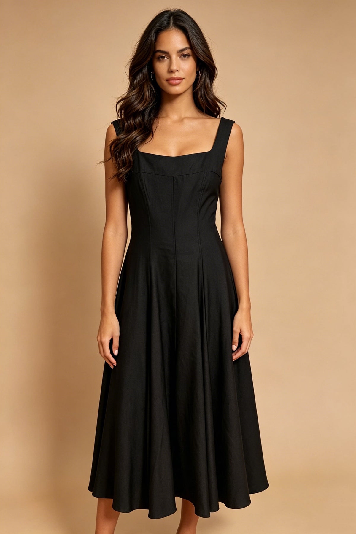 Q26 Sculpted Square-Neck Dress with Pockets