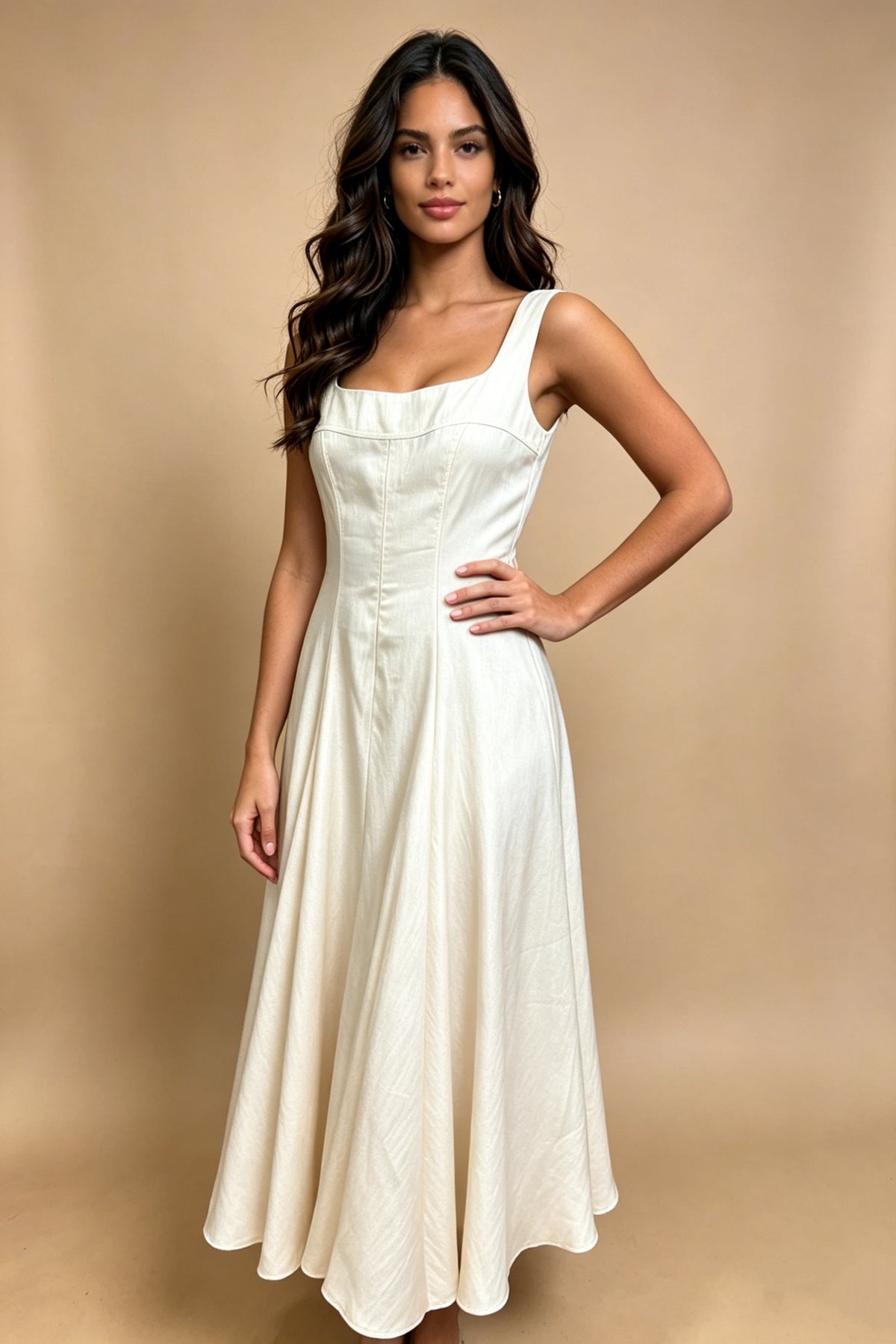 Q26 Sculpted Square-Neck Dress with Pockets