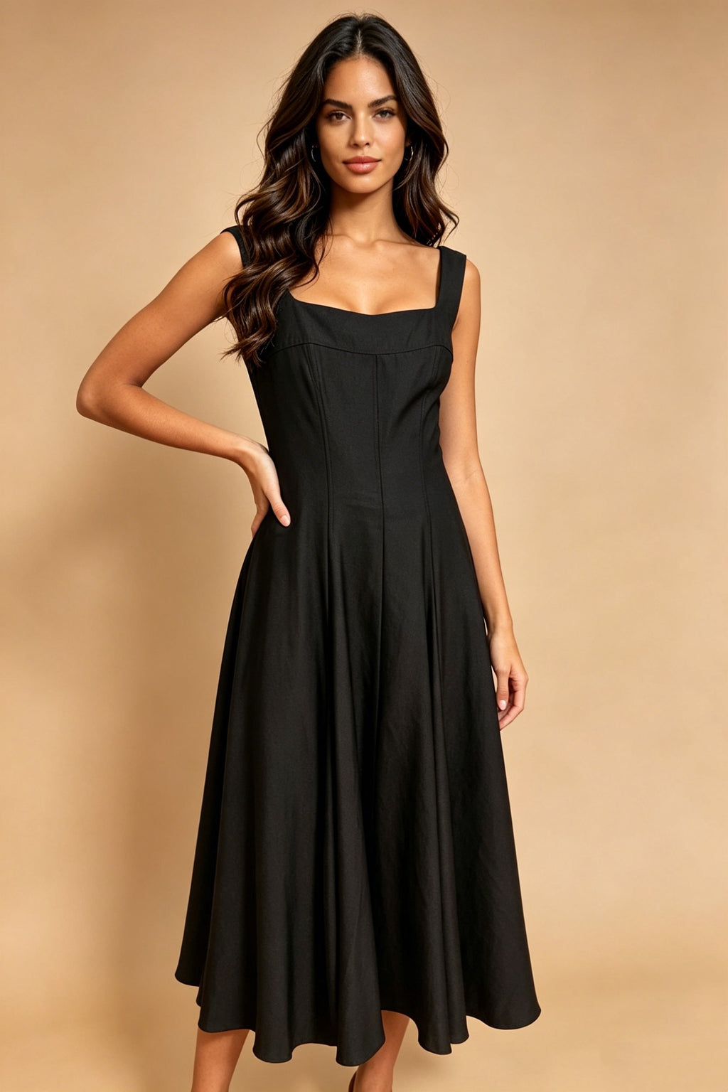 Q26 Sculpted Square-Neck Dress with Pockets