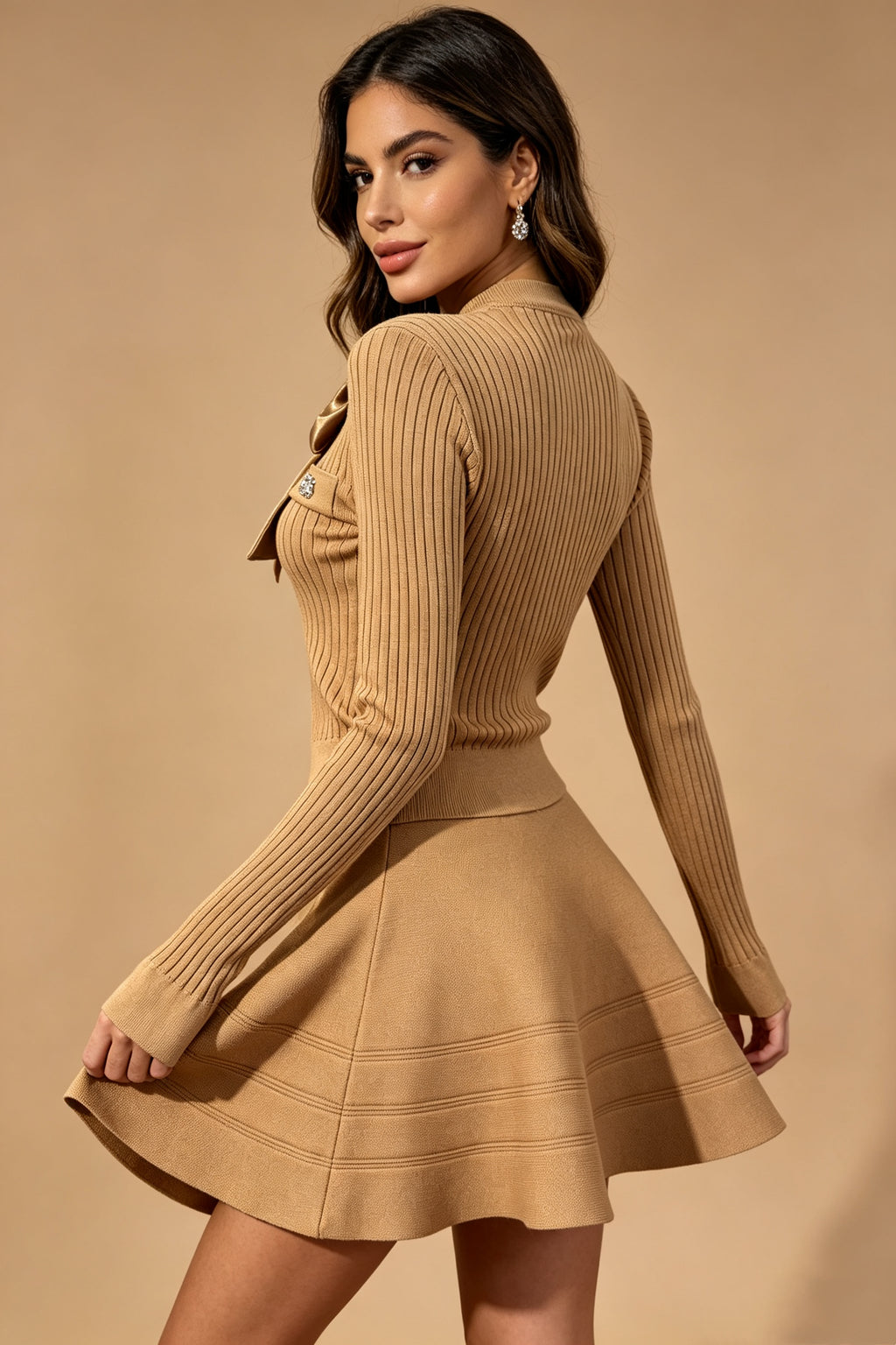 Q26 Satin Bow Knit Two-Piece Set