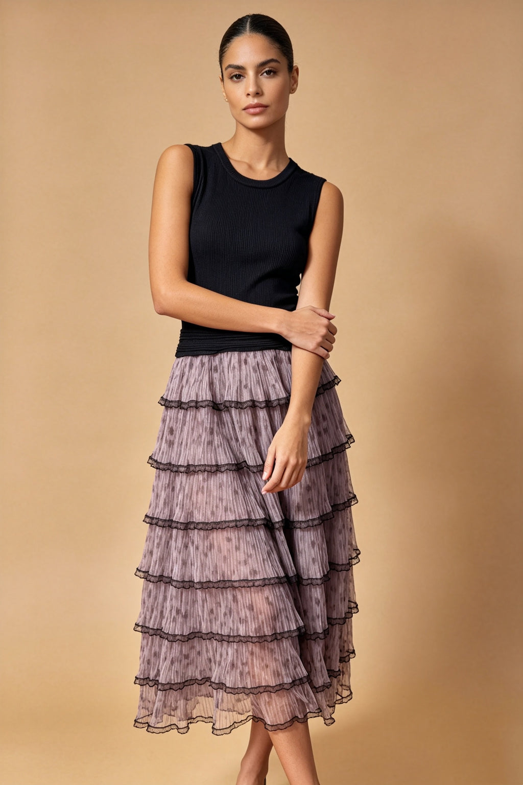 Q26 Ribbed Tiered Long Dress