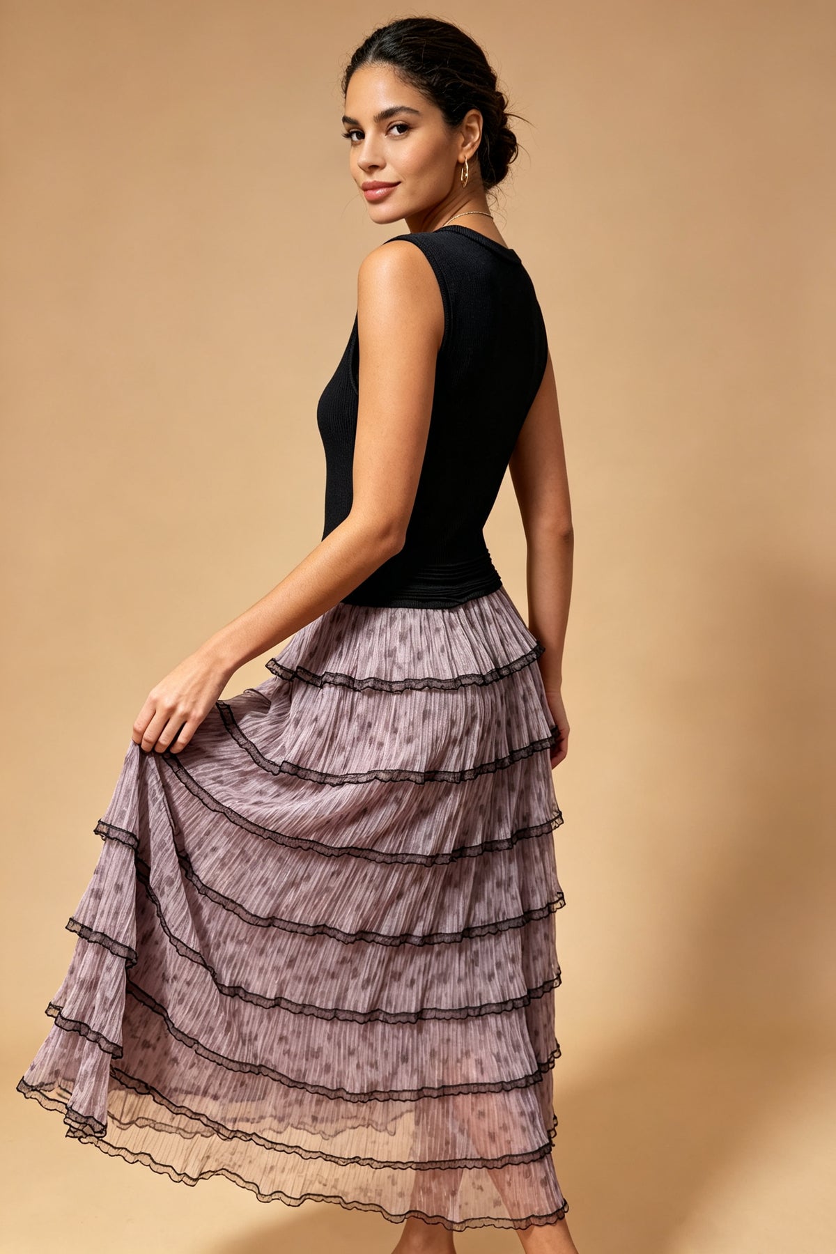 Q26 Ribbed Tiered Long Dress