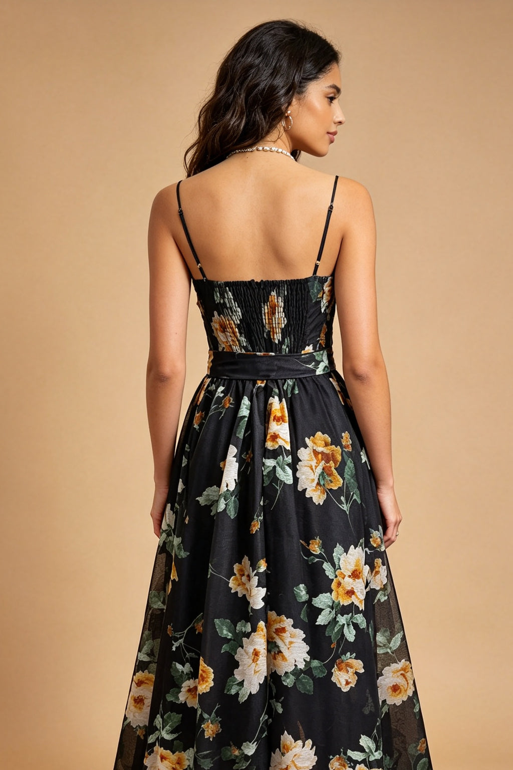 Q26 Floral Corset Linen Long Dress