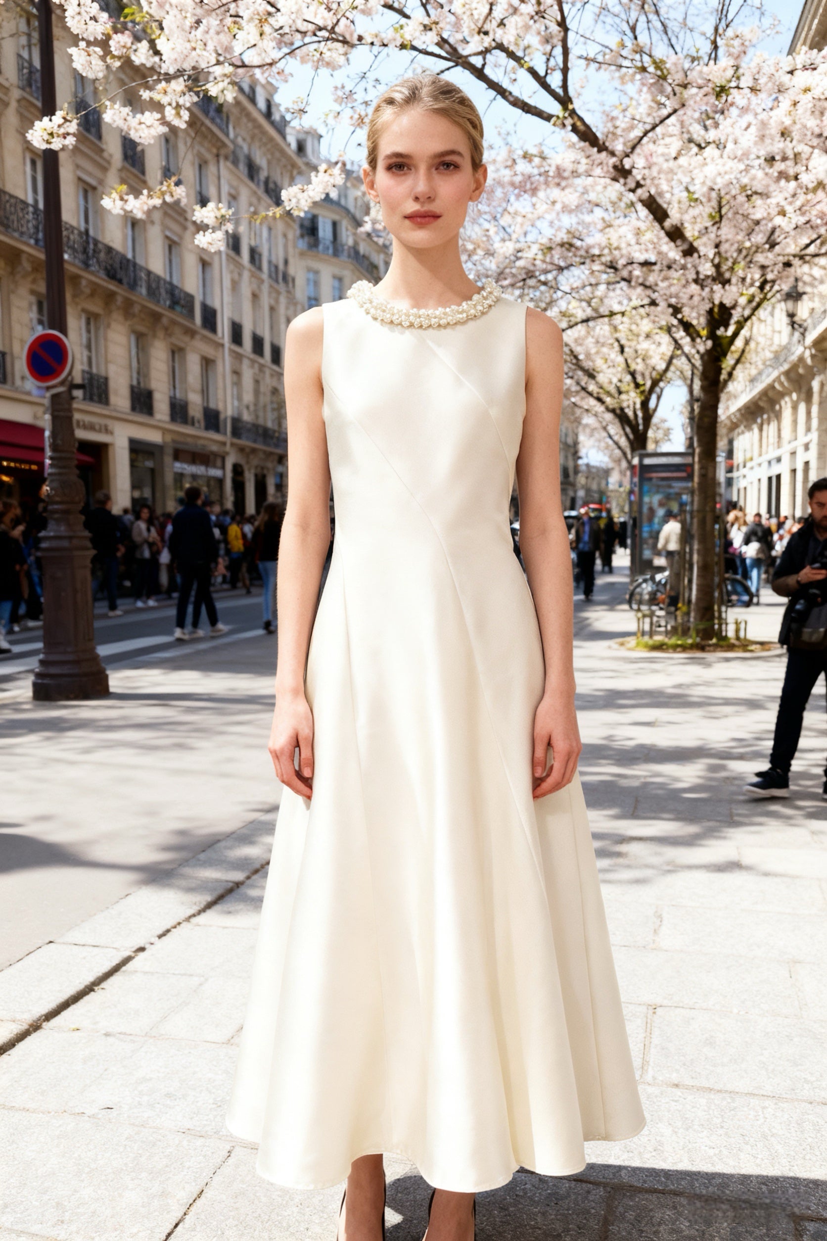 Q26 Structured Satin A-Line Dress