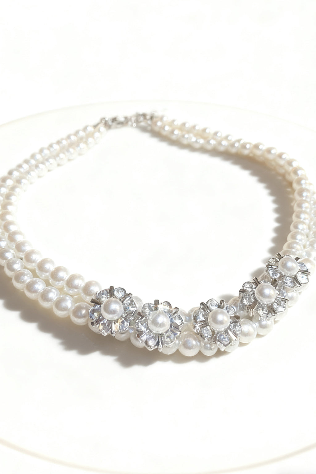 Floral Pearl Choker Necklace
