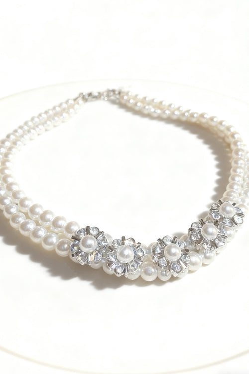 Floral Pearl Choker Necklace