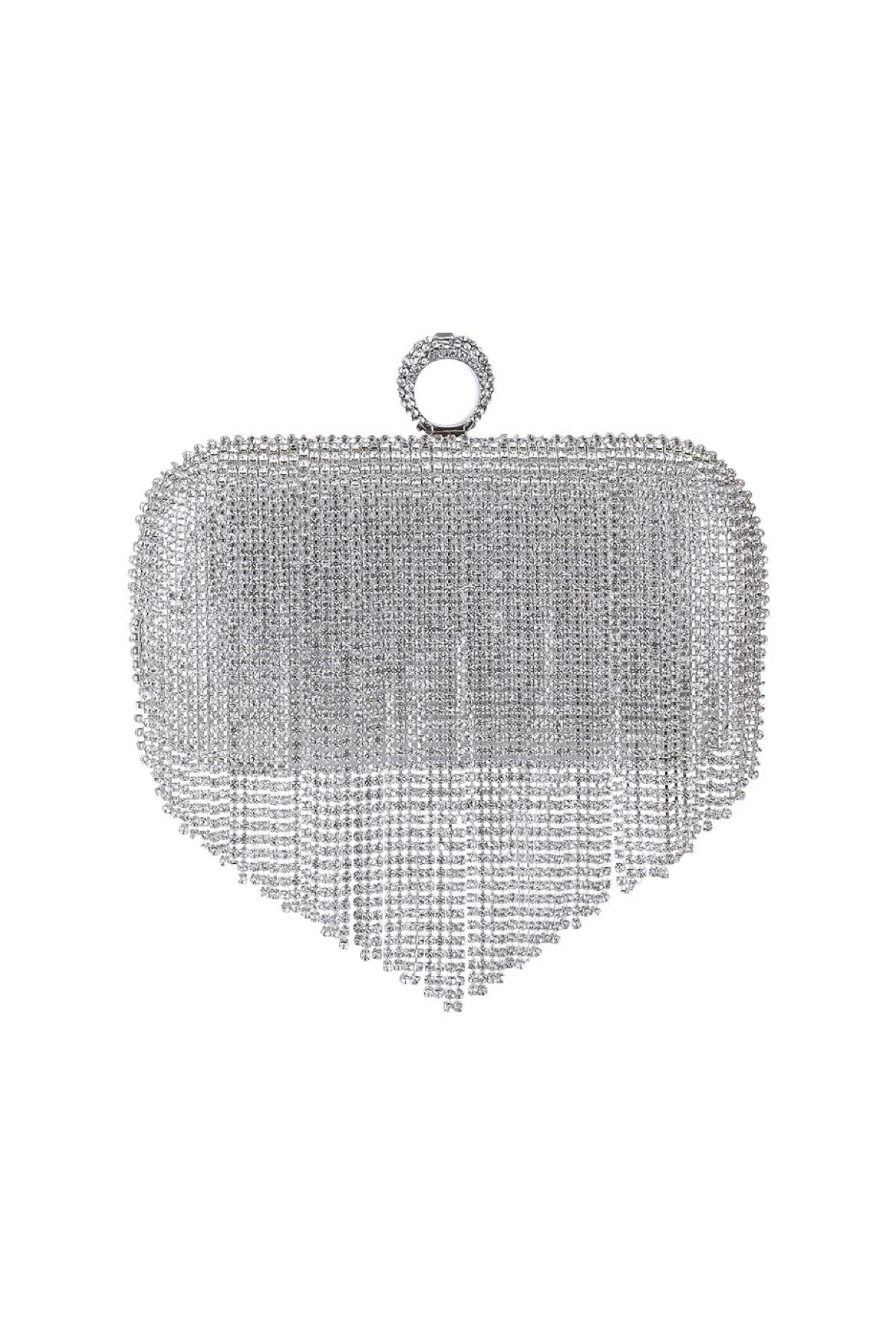Rhinestone Handbag with Tassels