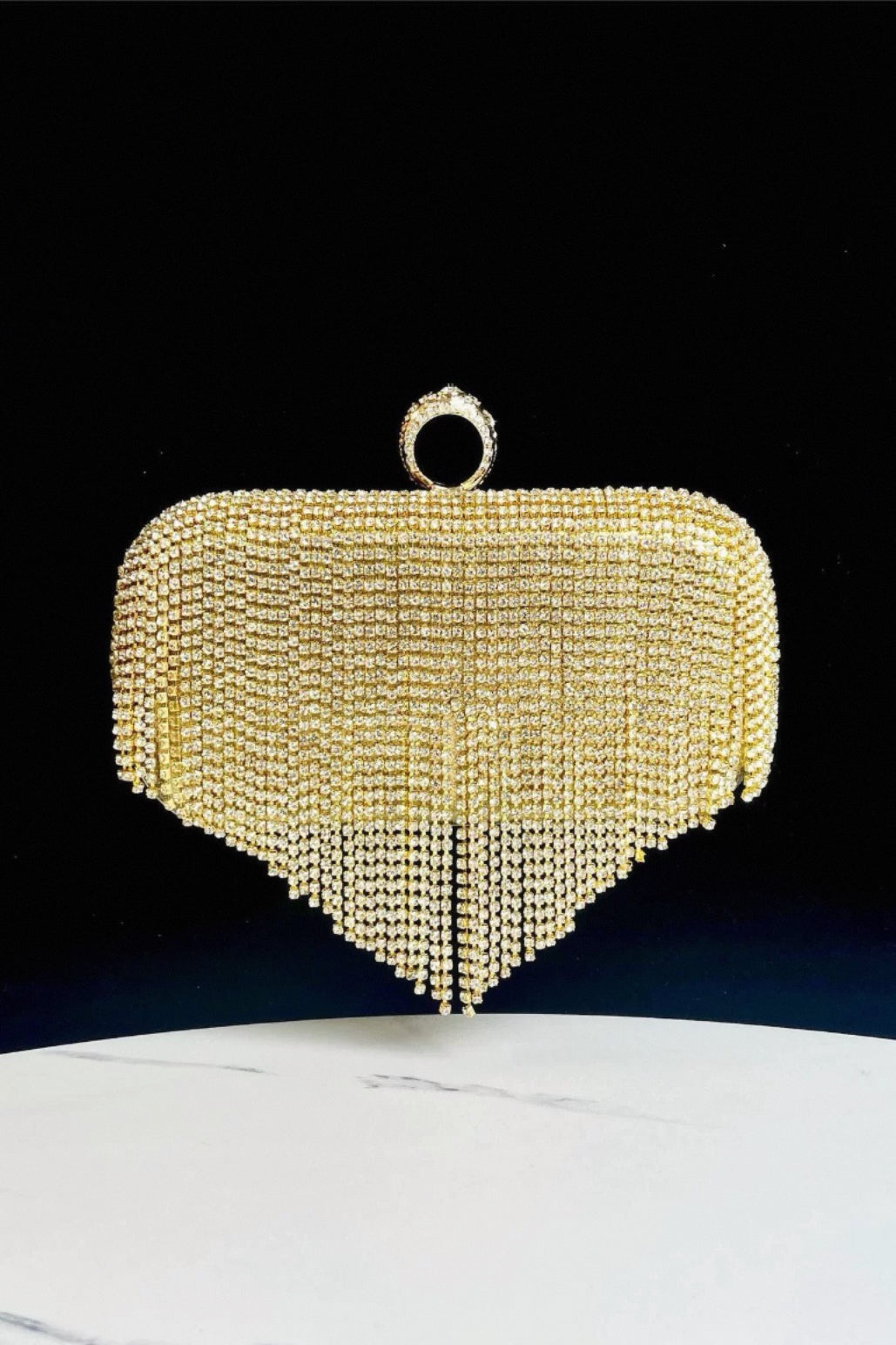 Rhinestone Handbag with Tassels
