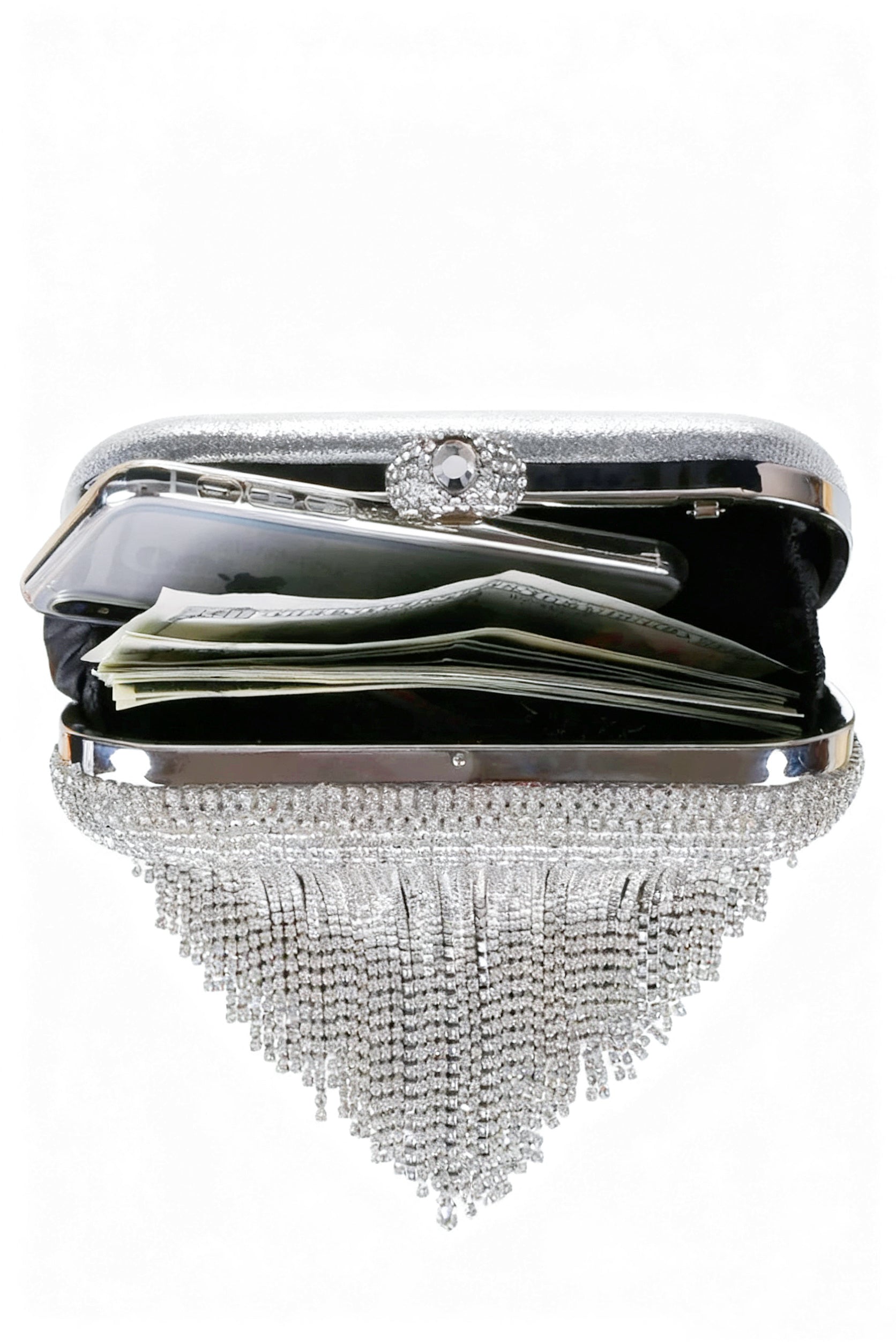 Rhinestone Handbag with Tassels