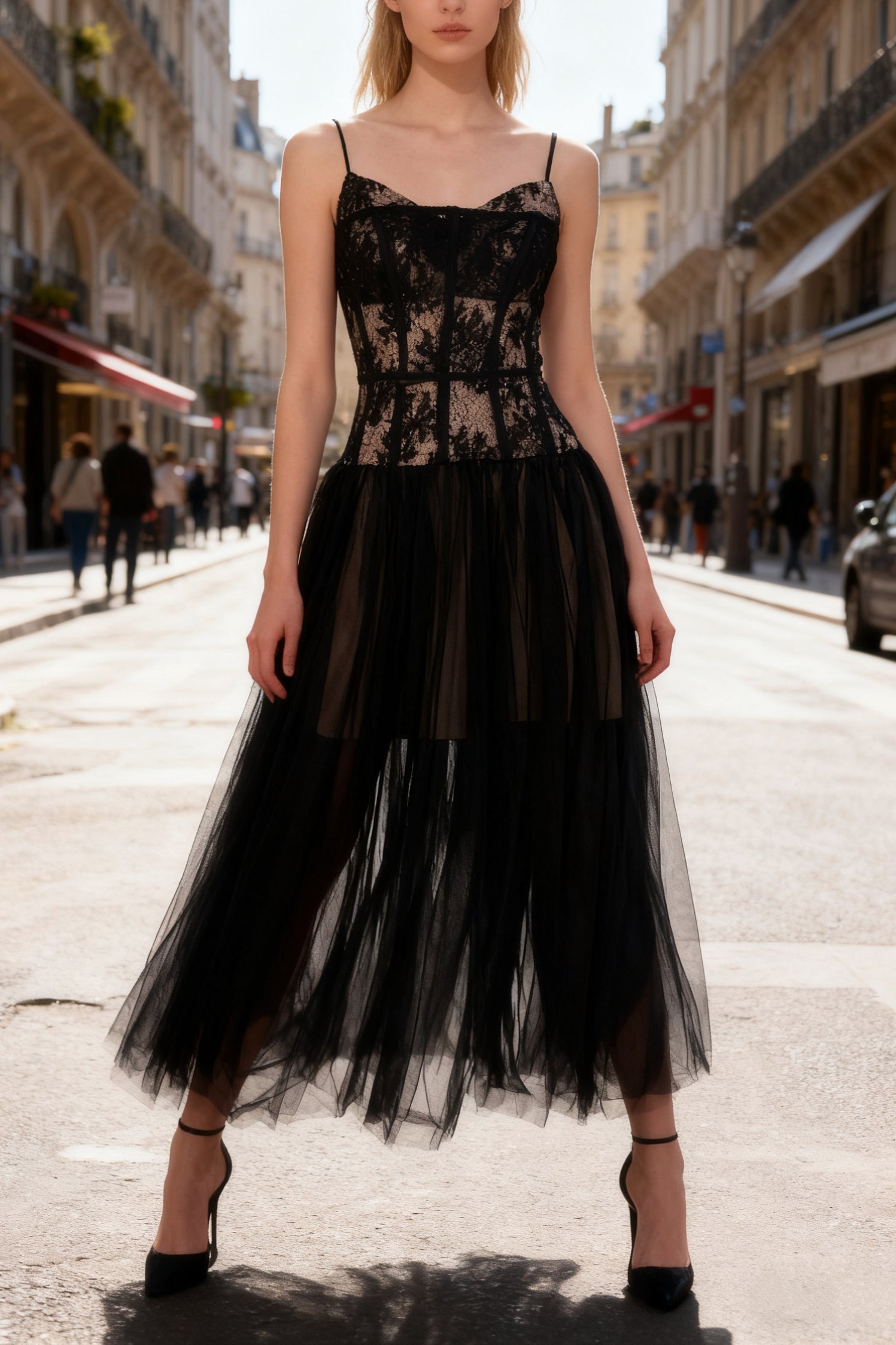 Q26 Lace Corset Midi Dress