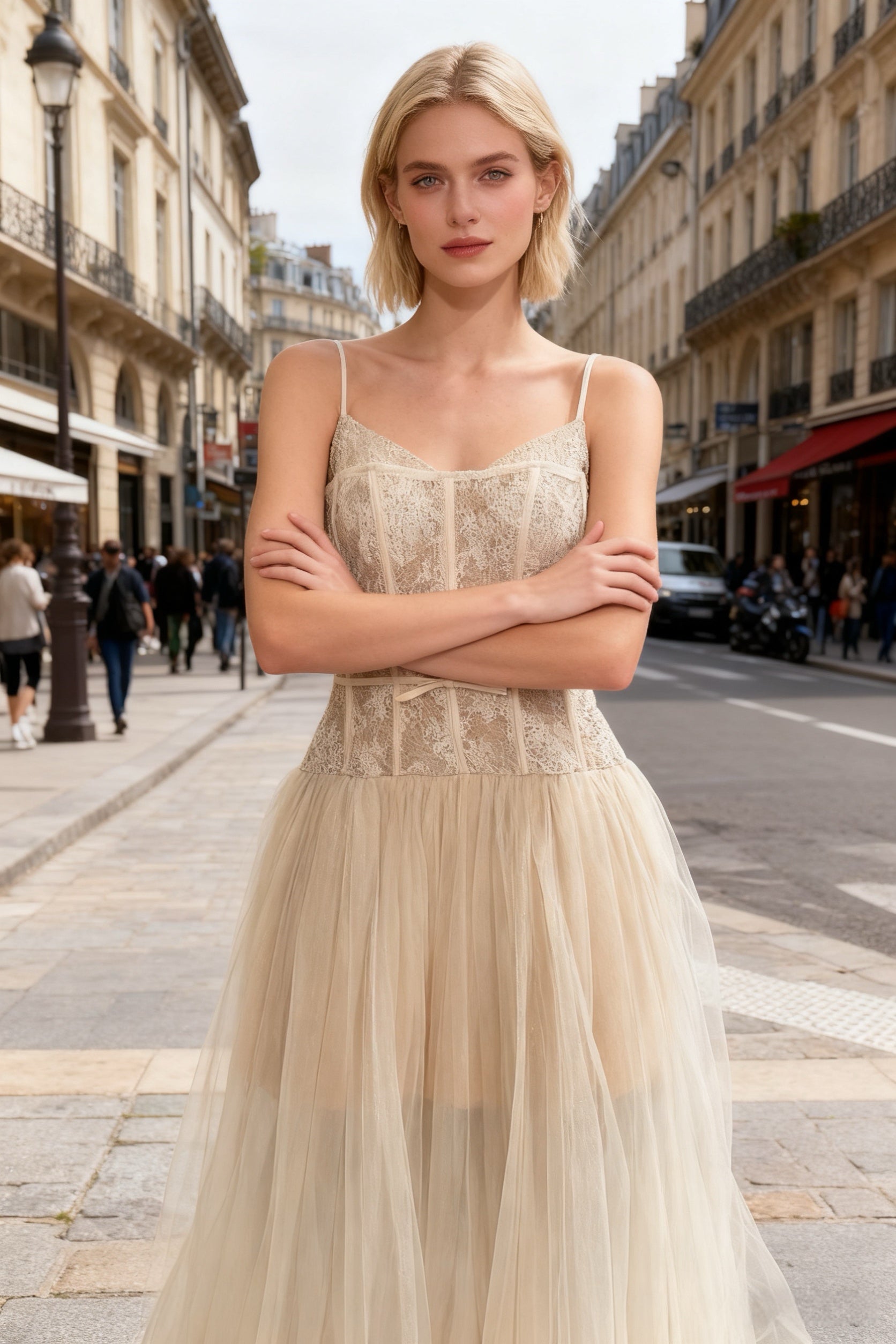 Q26 Lace Corset Midi Dress