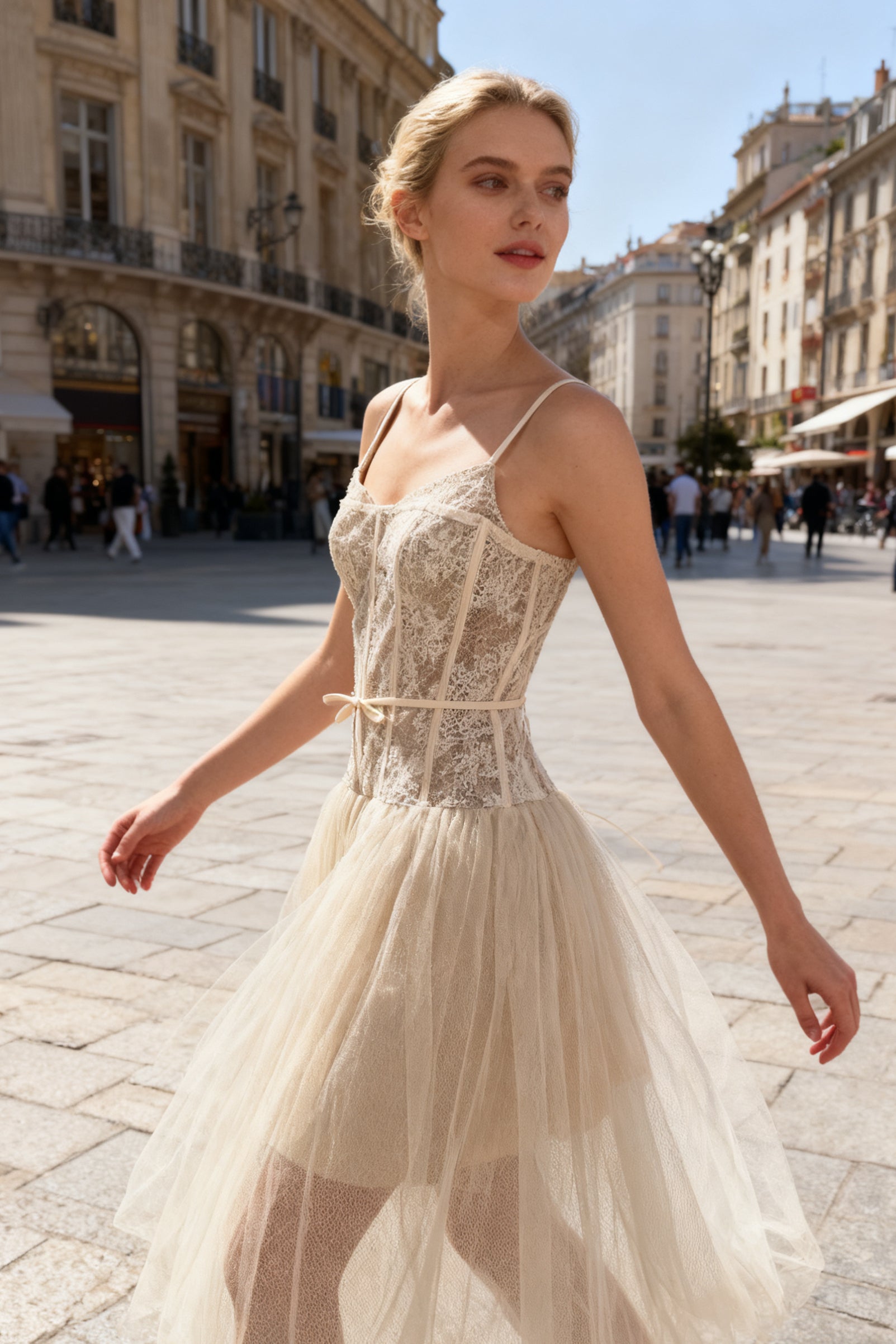 Q26 Lace Corset Midi Dress