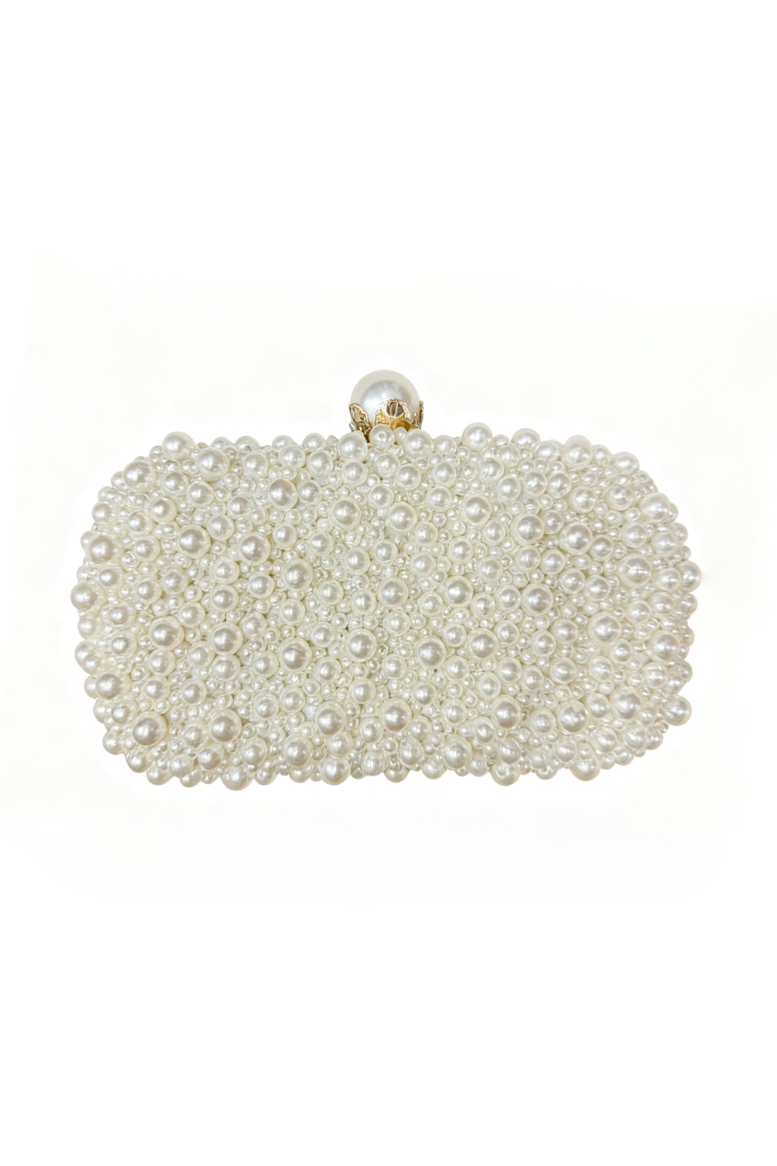 Pearl-Embellished Square Clutch