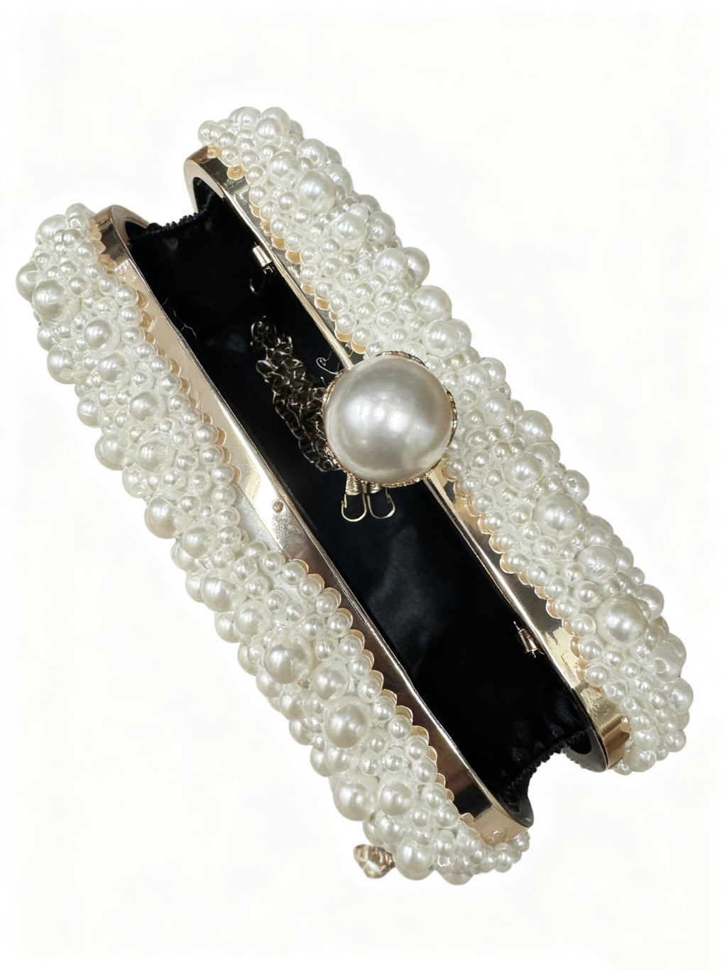 Pearl-Embellished Square Clutch