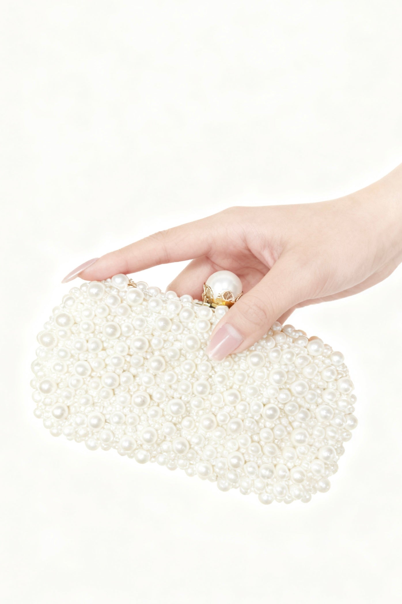 Pearl-Embellished Square Clutch