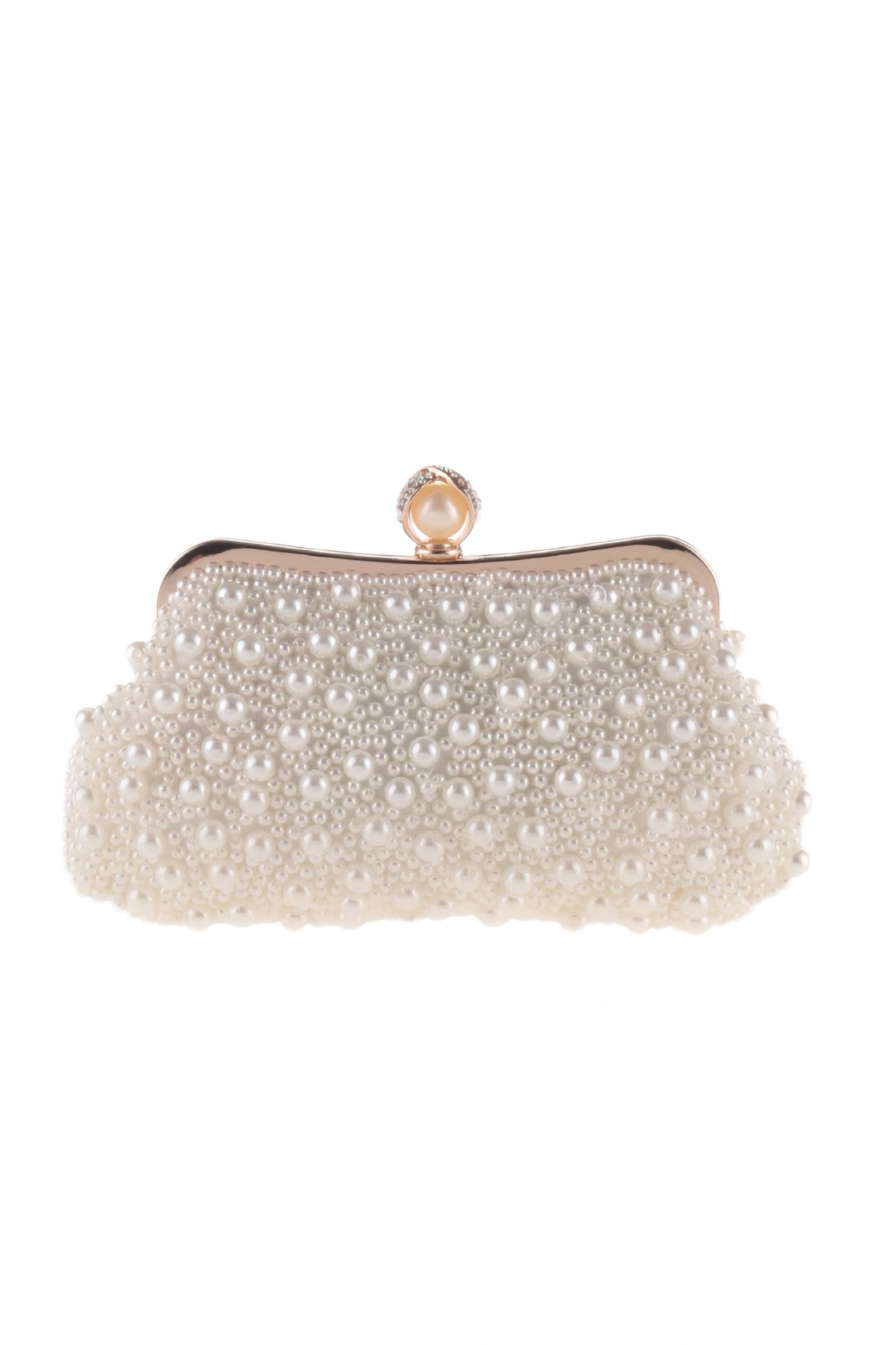 Pearl-Embellished Trapezoidal Clutch