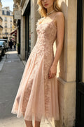 Q26 Blush Lace Tie-Back Dress