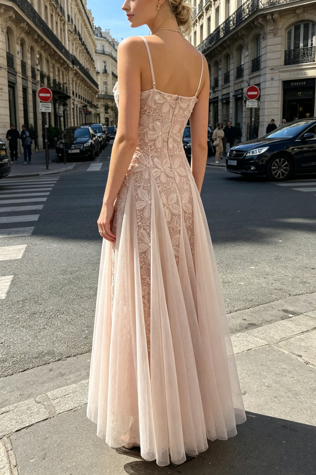 Q26 Blush Lace Tie-Back Dress