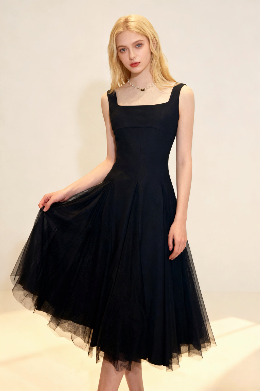 Q25 Fit & Flare Mesh Dress