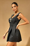 Q26 Embellished V-Neck Bandage Mini Dress