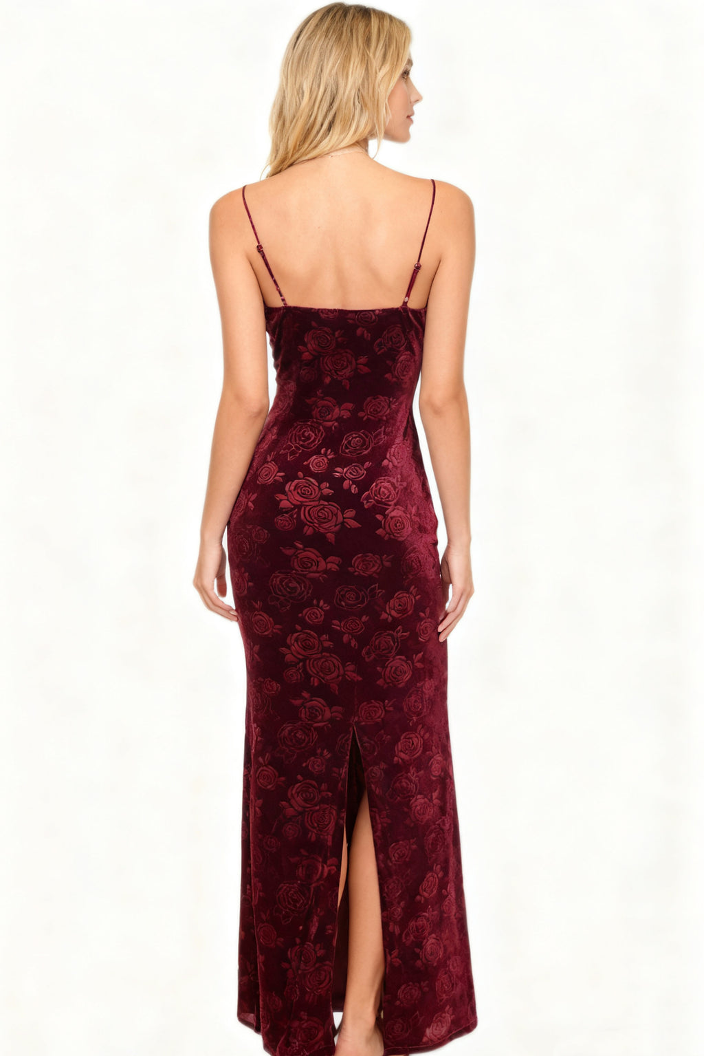 Q25 Velvet Rose Print Dress