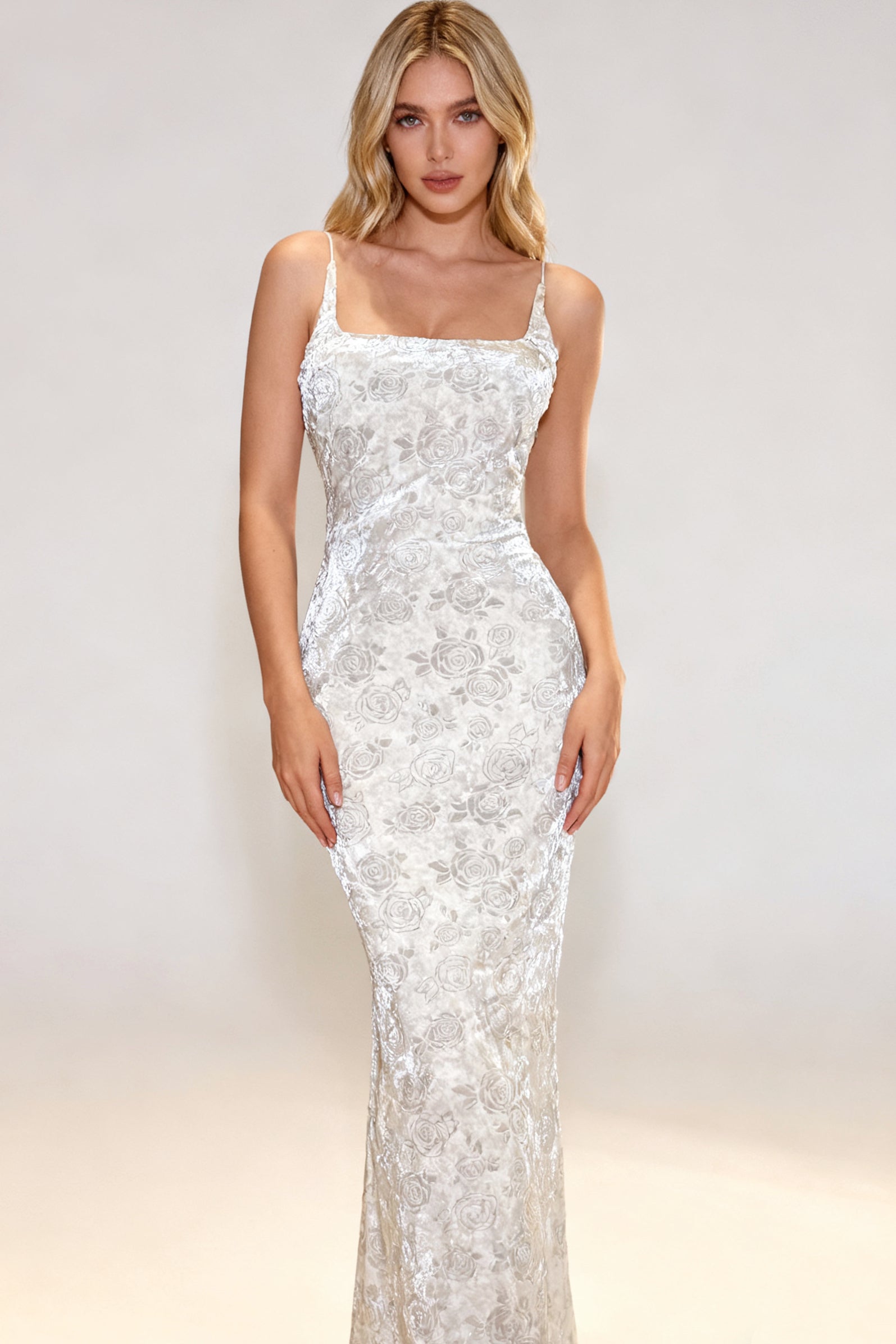 Q25 Velvet Rose Print Dress