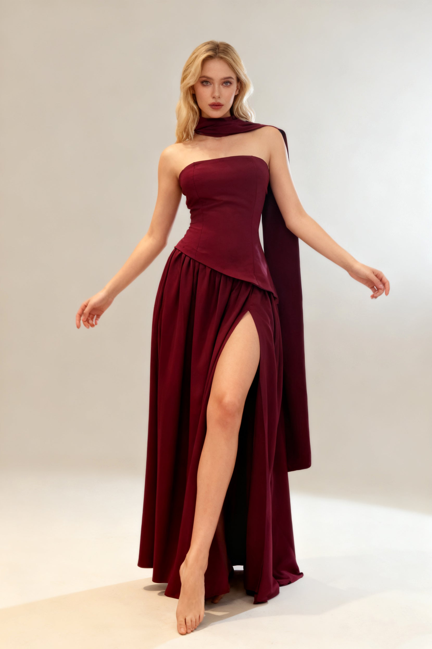 Q25 Draped Maxi Dress with Slit