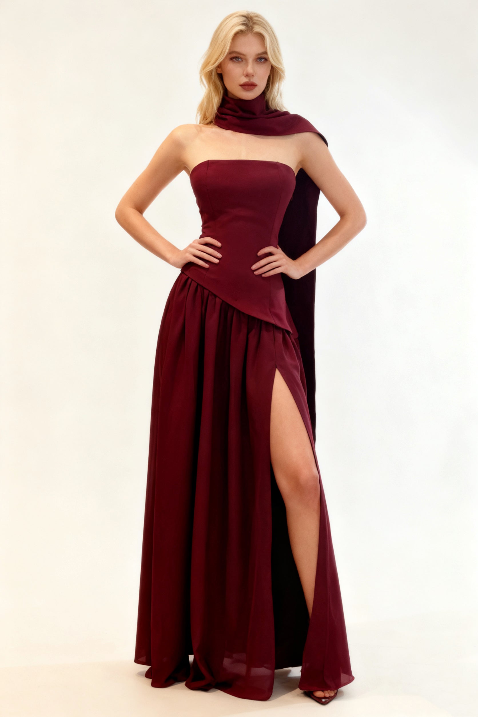 Q25 Draped Maxi Dress with Slit