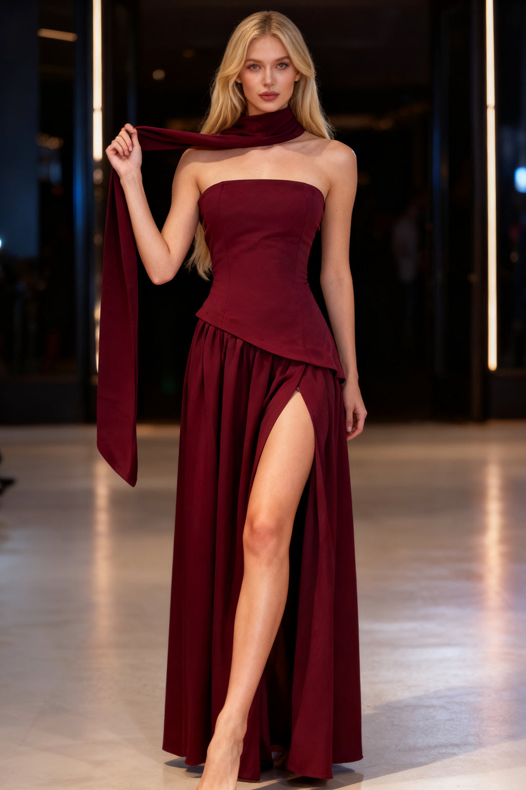 Q25 Draped Maxi Dress with Slit