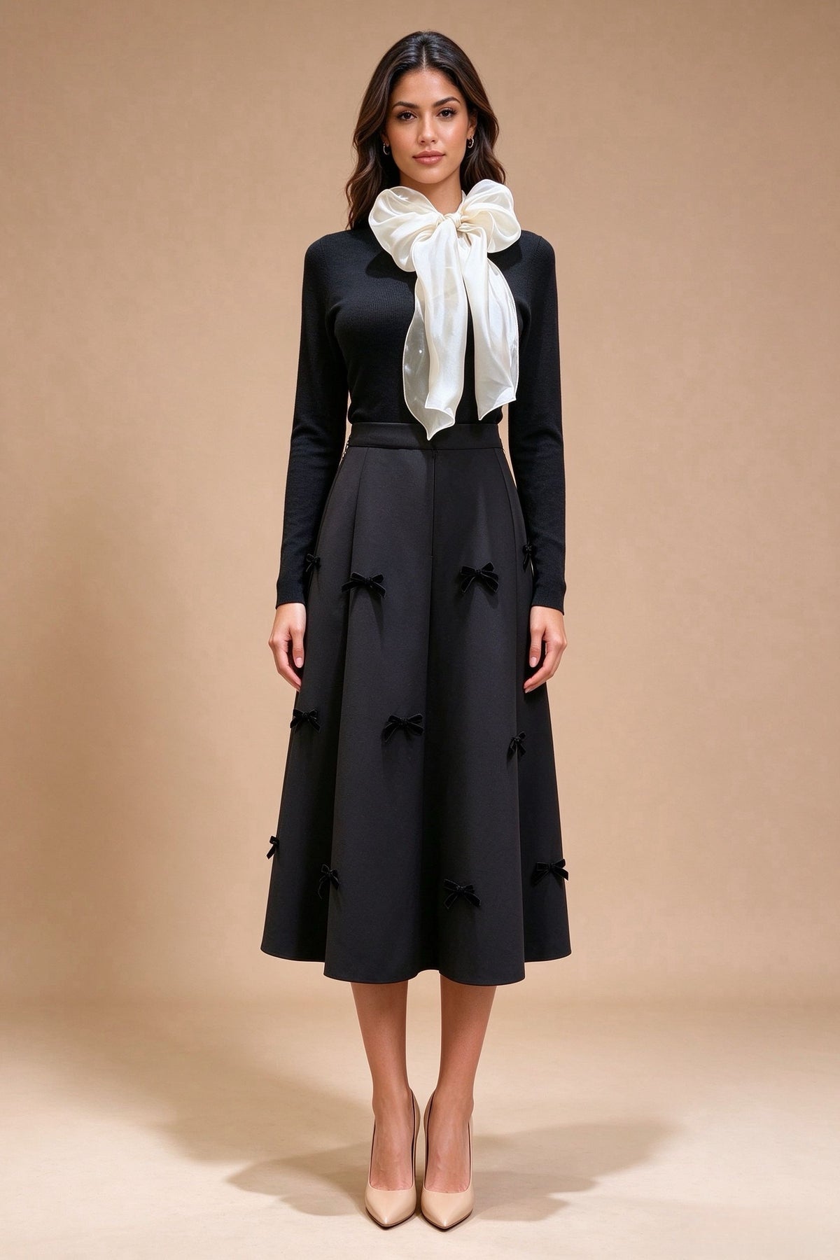 Q26 Scattered Bow Long Skirt